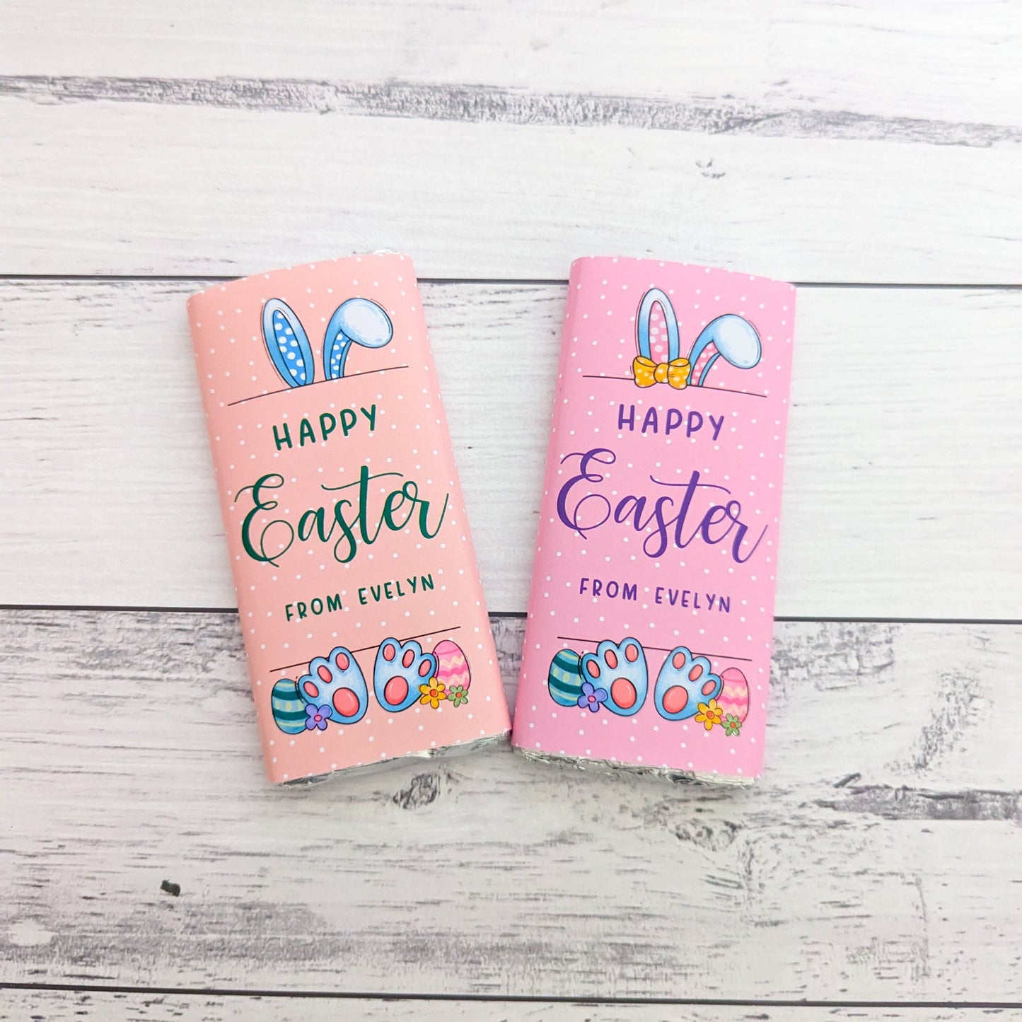E&L Designs Fun Personalised Easter Chocolate Wrappers, Set of 10