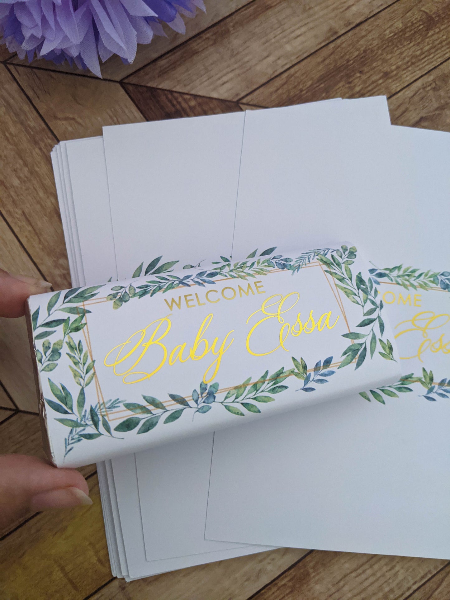 E&L Designs Greenery Baby Shower Chocolate Wrappers, Set of 10