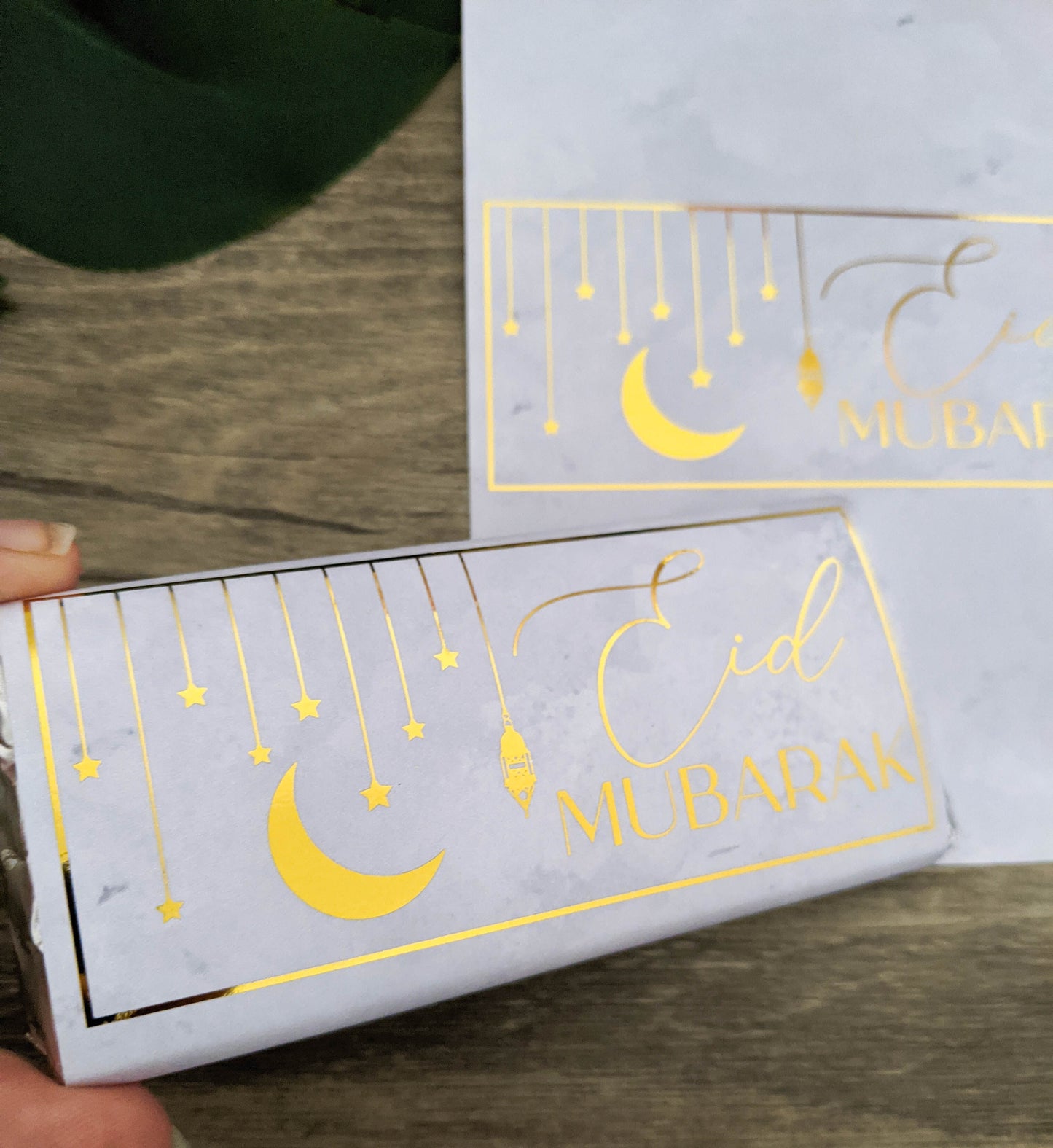 E&L Designs Hanging Stars Eid Mubarak Marble Paper Chocolate Wrappers, Set of 10
