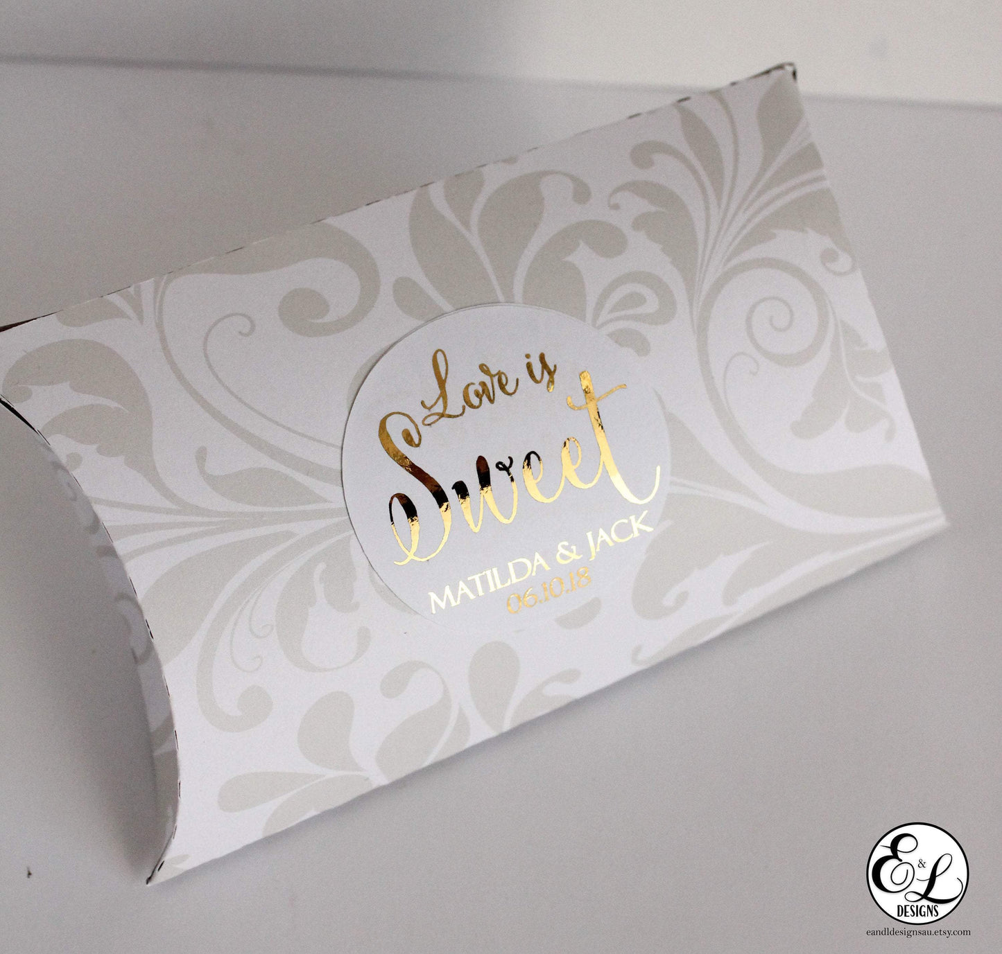 E&L Designs Love is Sweet Wedding Foiled Stickers
