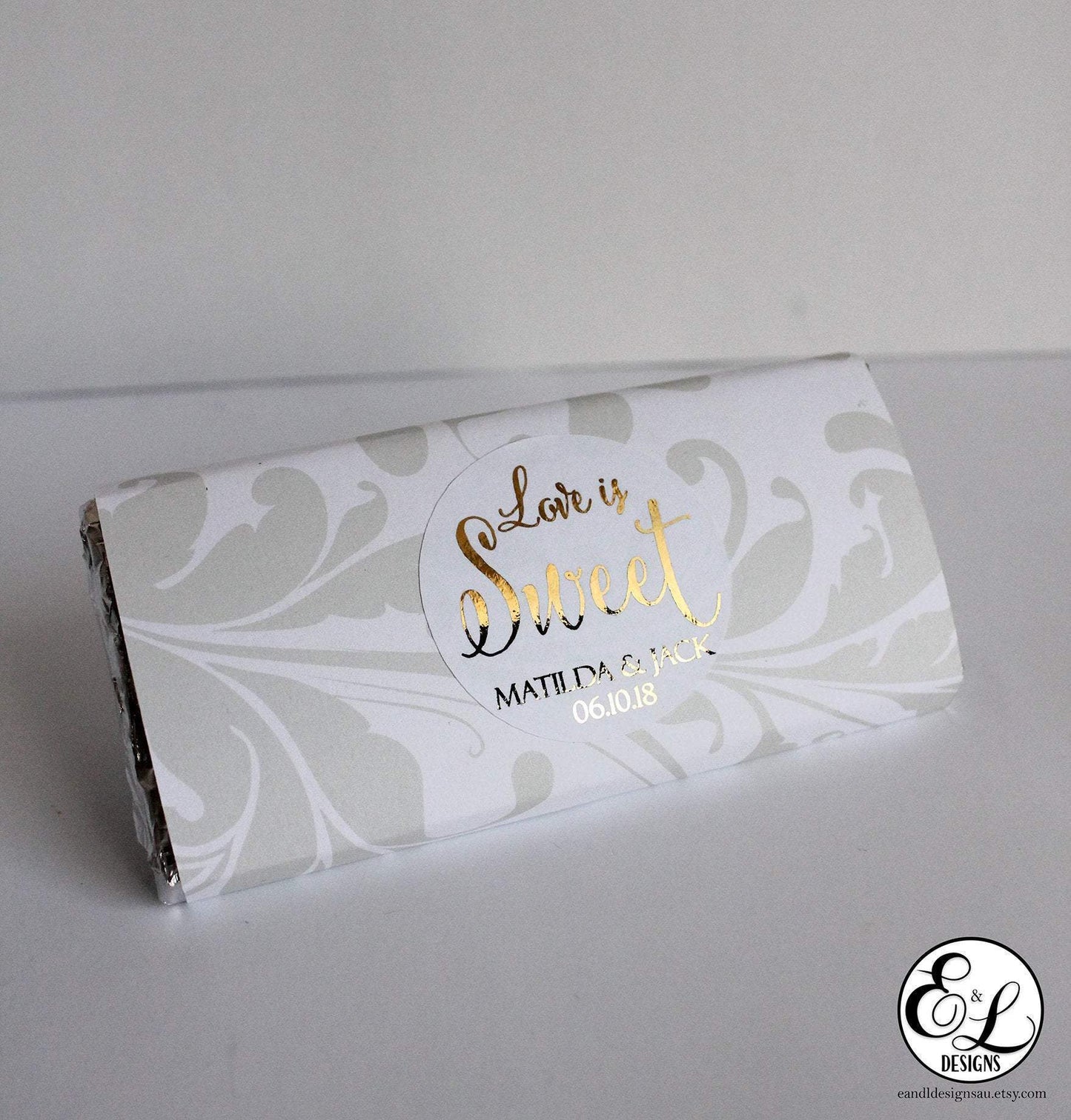 E&L Designs Love is Sweet Wedding Foiled Stickers