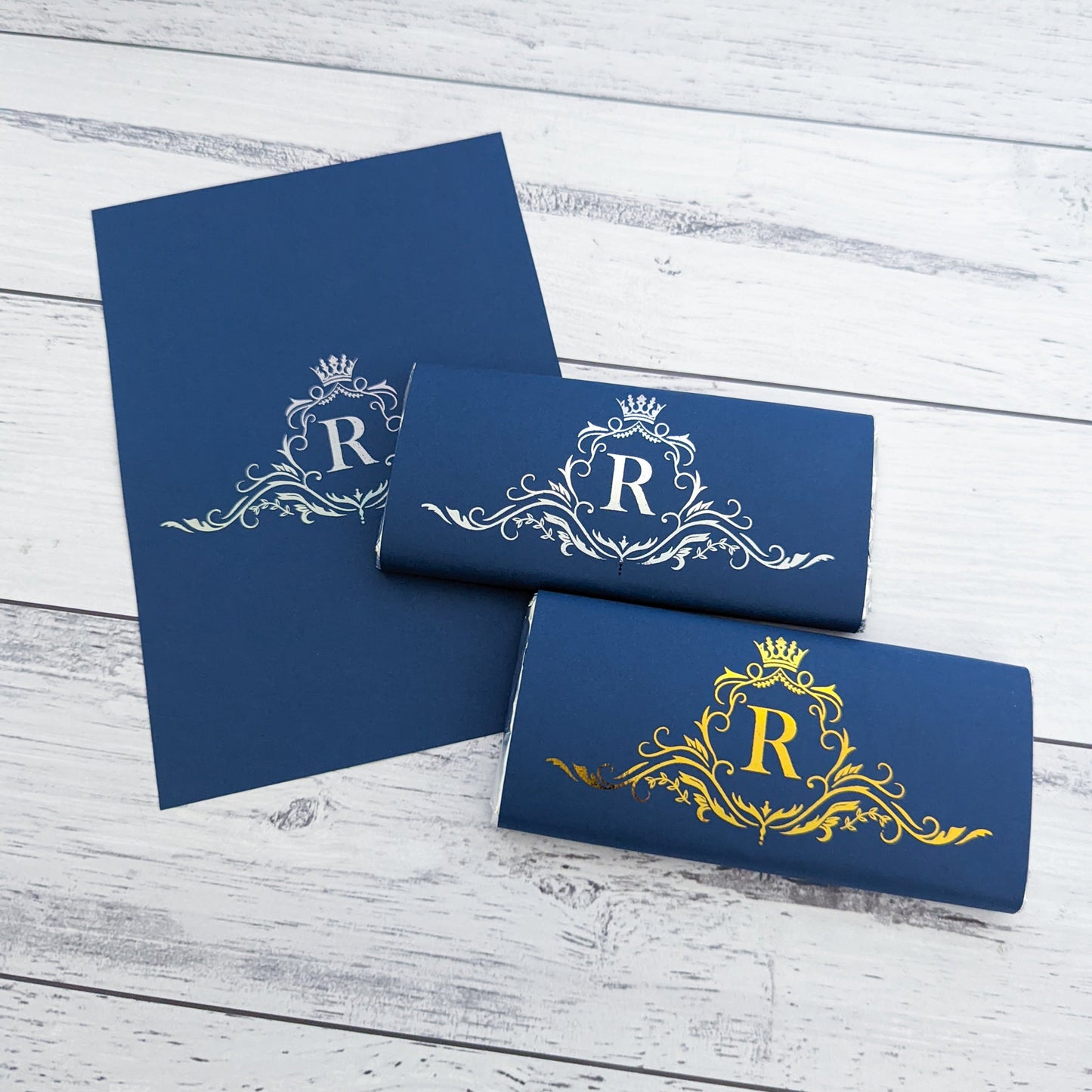 E&L Designs Navy Blue Chocolate Wrappers, Any Design, Set of 10