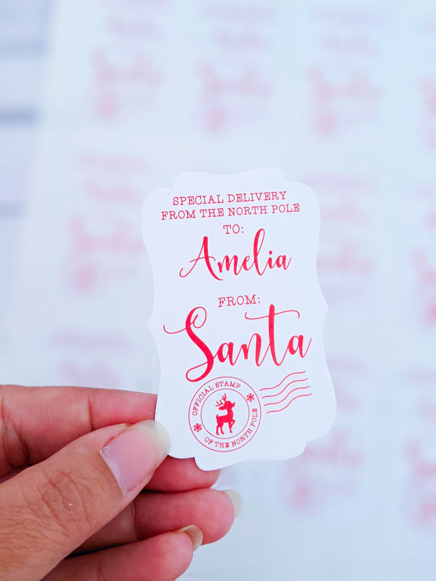 E&L Designs North Pole Special Delivery Personalised Foil Stickers, Set of 12