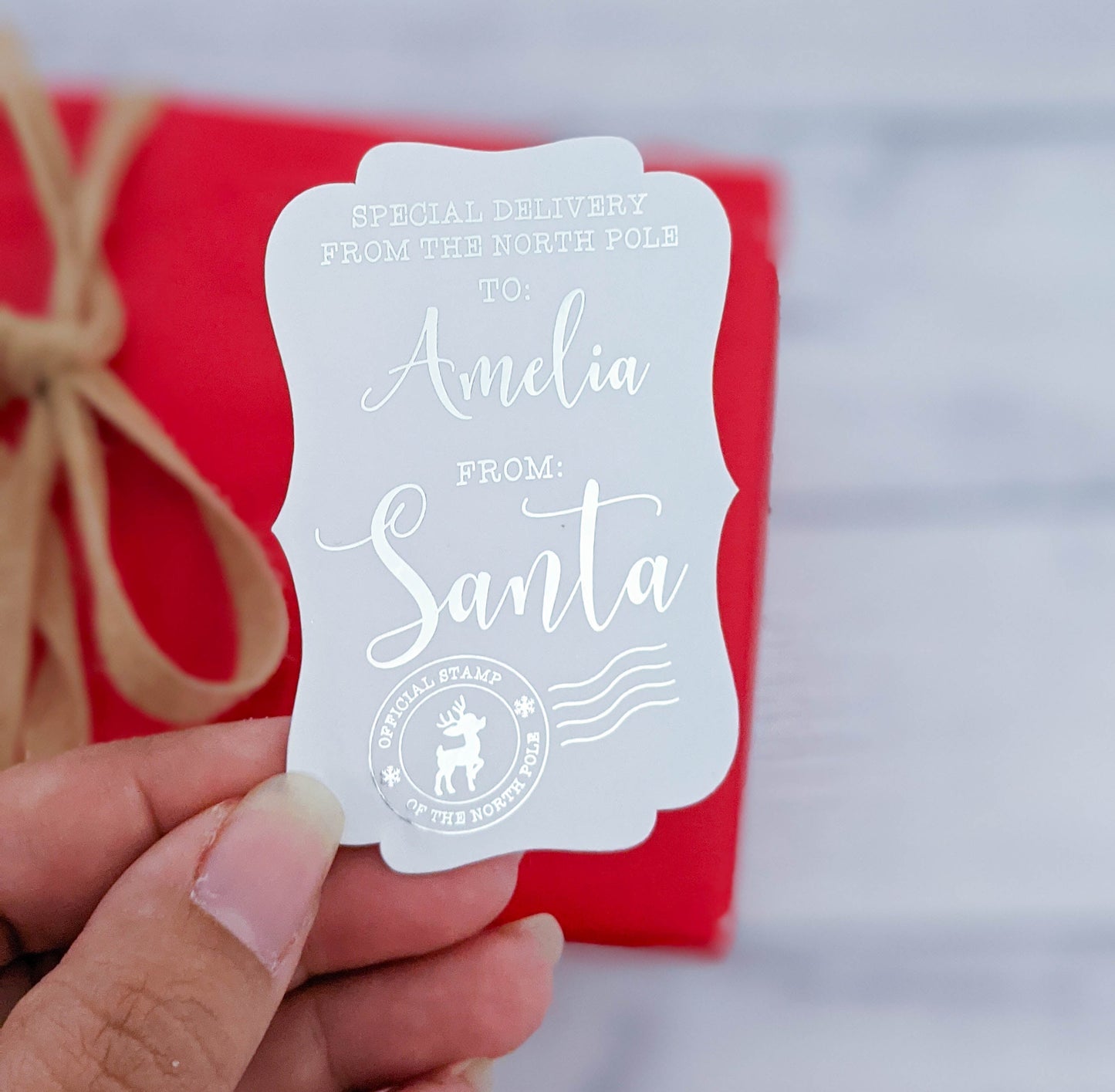 E&L Designs North Pole Special Delivery Personalised Foil Stickers, Set of 12
