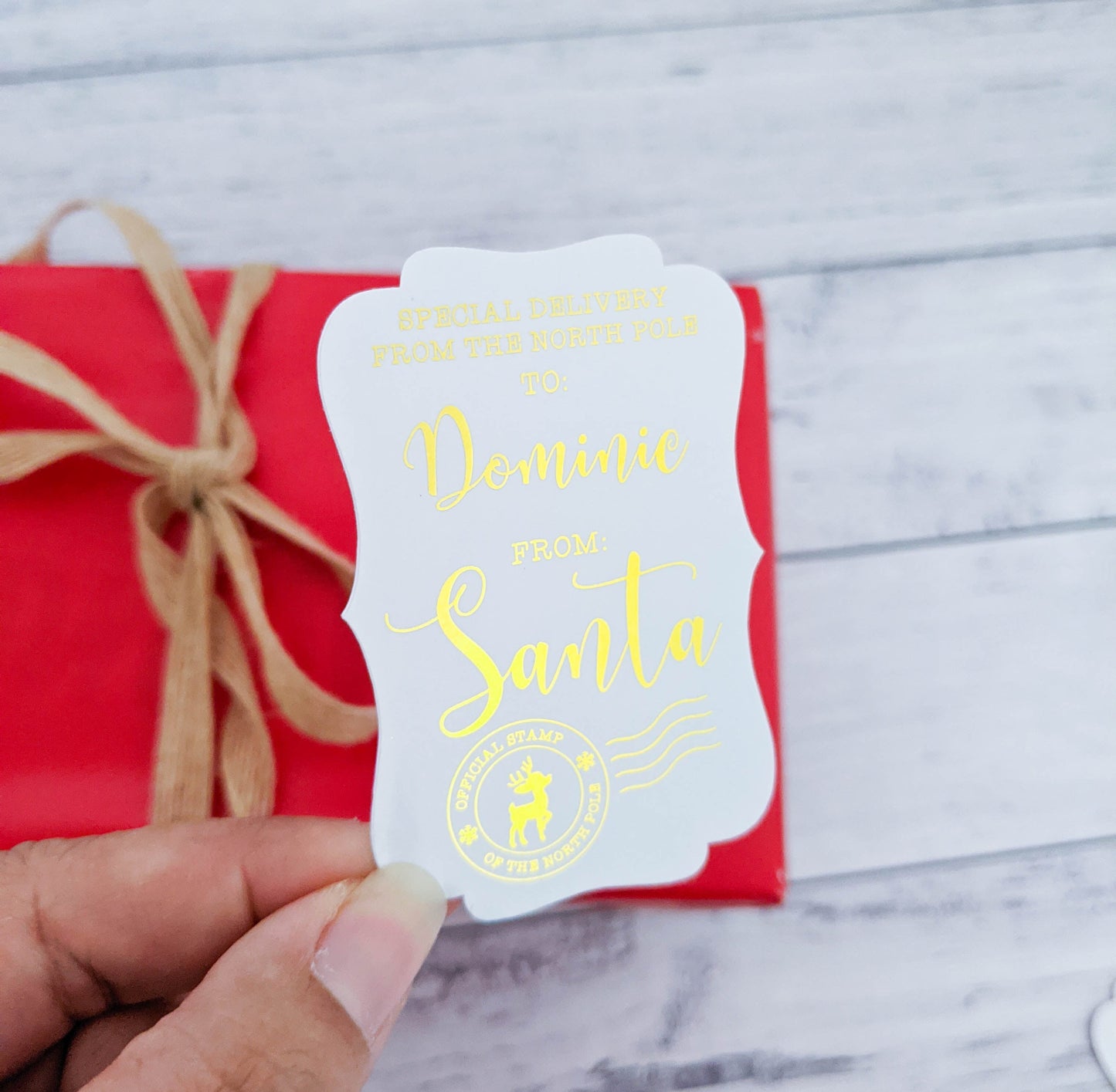 E&L Designs North Pole Special Delivery Personalised Foil Stickers, Set of 12