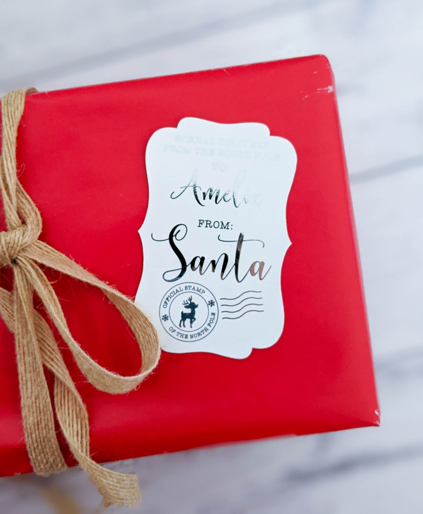 E&L Designs North Pole Special Delivery Personalised Foil Stickers, Set of 12