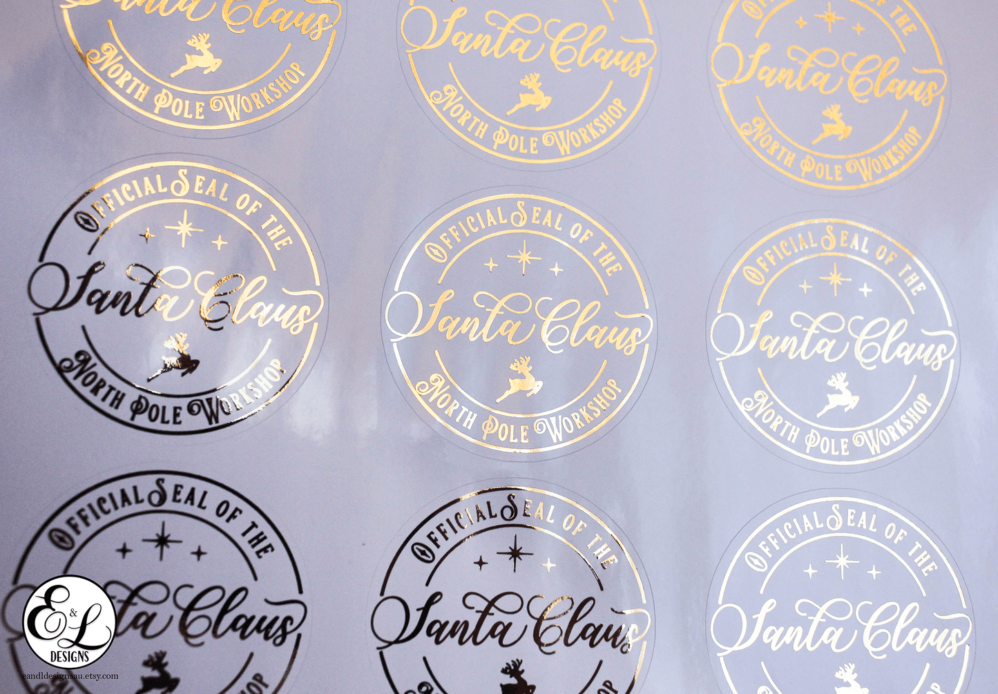 E&L Designs Official Foiled North Pole Seal Stickers