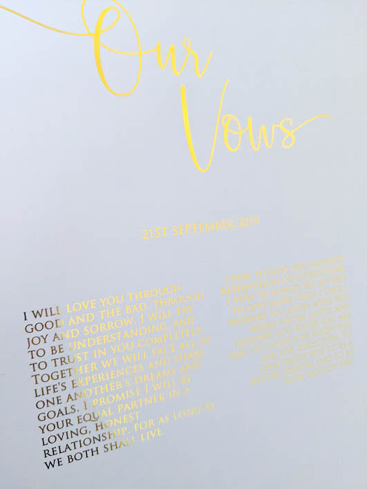 E&L Designs Our Vows Foil Wall Art A4