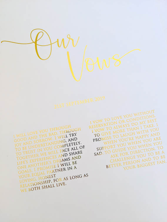 E&L Designs Our Vows Foil Wall Art A4