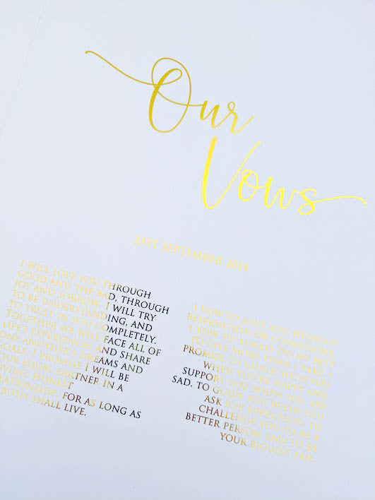 E&L Designs Our Vows Foil Wall Art A4