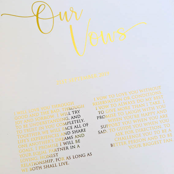E&L Designs Our Vows Foil Wall Art A4