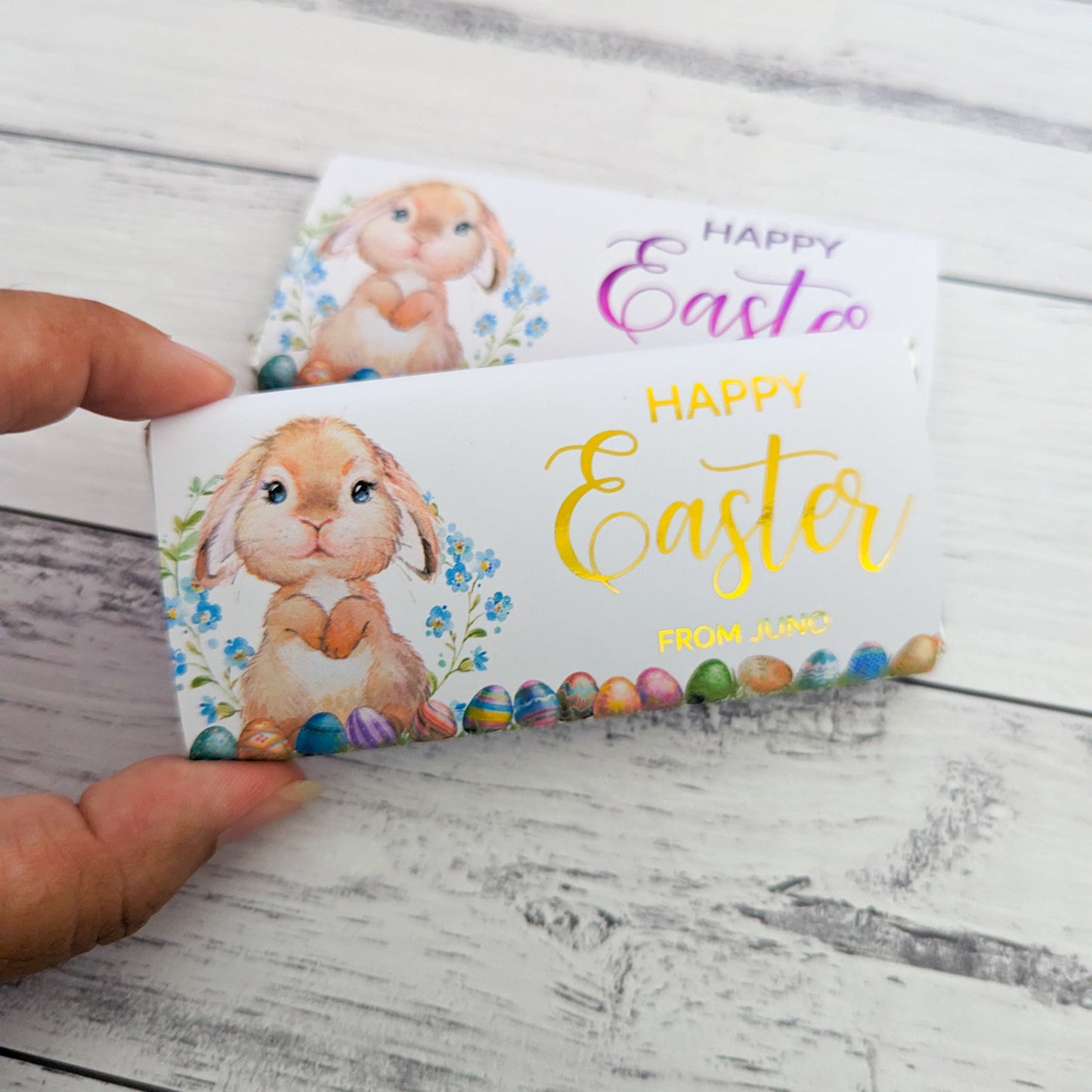 E&L Designs Personalised Easter Bunny Chocolate Wrappers, Set of 10