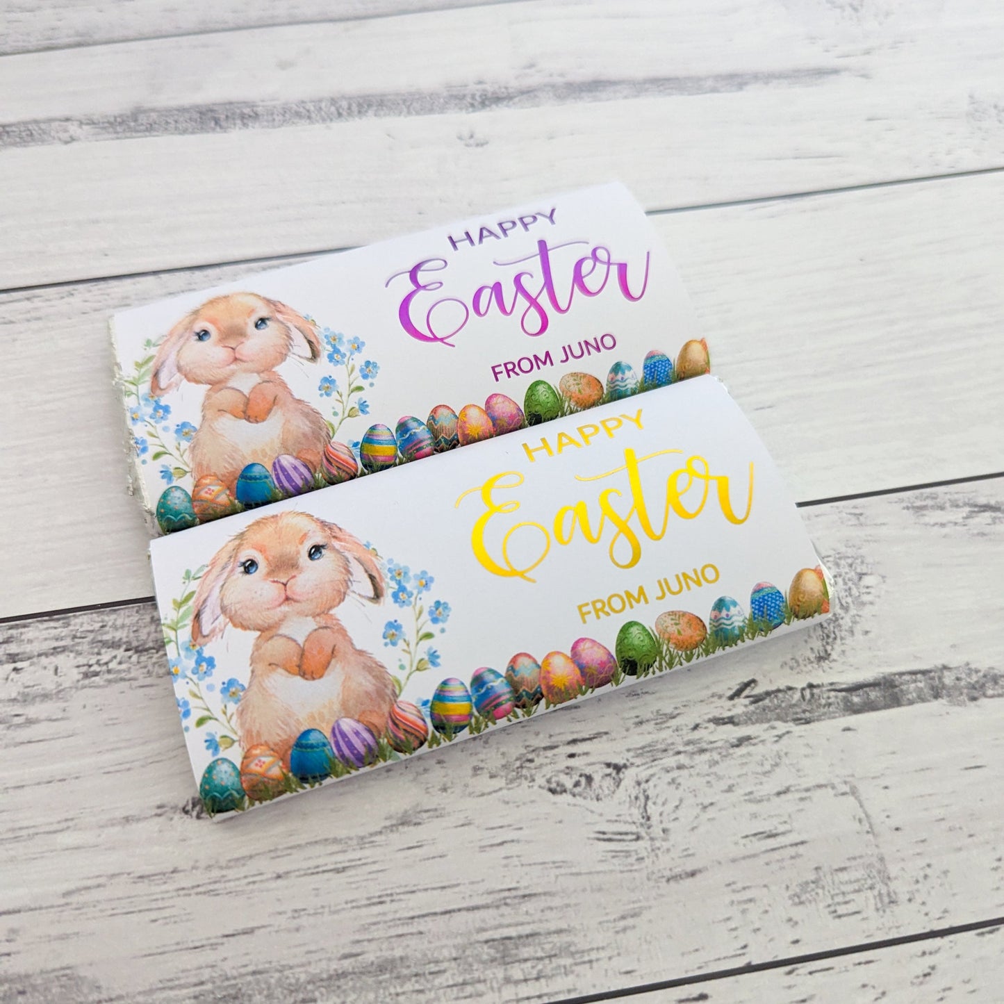 E&L Designs Personalised Easter Bunny Chocolate Wrappers, Set of 10