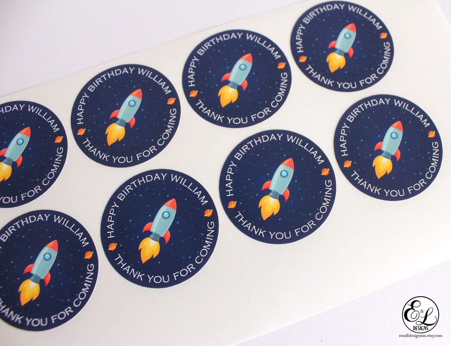 E&L Designs Personalised Space Rocket Sticker - Space Theme