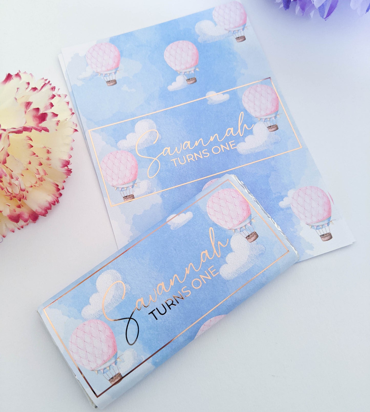 E&L Designs Pink Hot Air Balloon Chocolate Wrappers, Set of 10