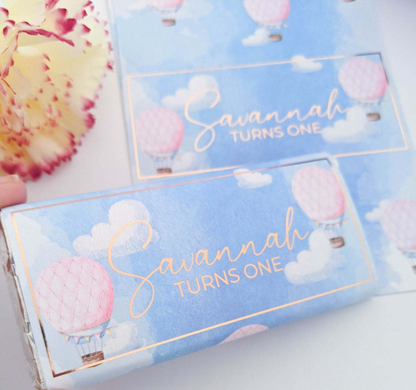 E&L Designs Pink Hot Air Balloon Chocolate Wrappers, Set of 10