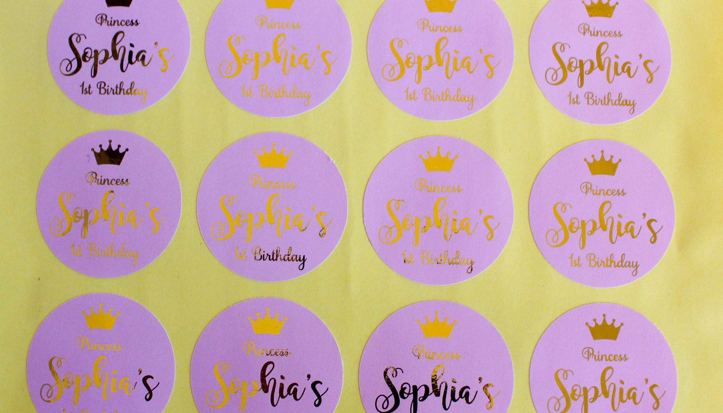 E&L Designs Pink Princess Personalised Foil Stickers