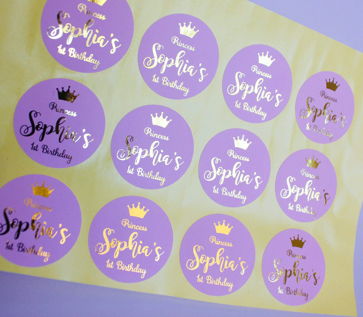 E&L Designs Pink Princess Personalised Foil Stickers