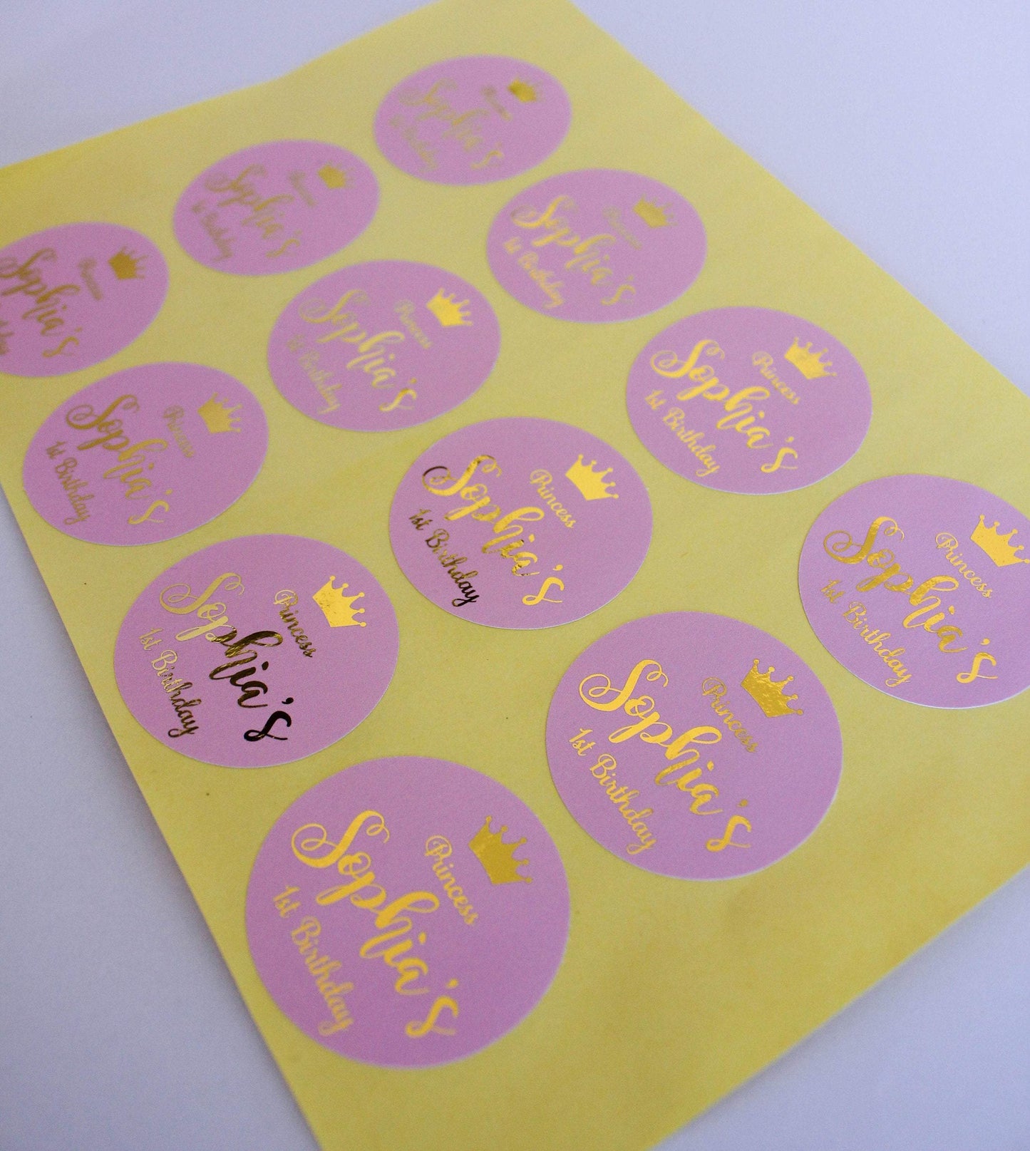 E&L Designs Pink Princess Personalised Foil Stickers
