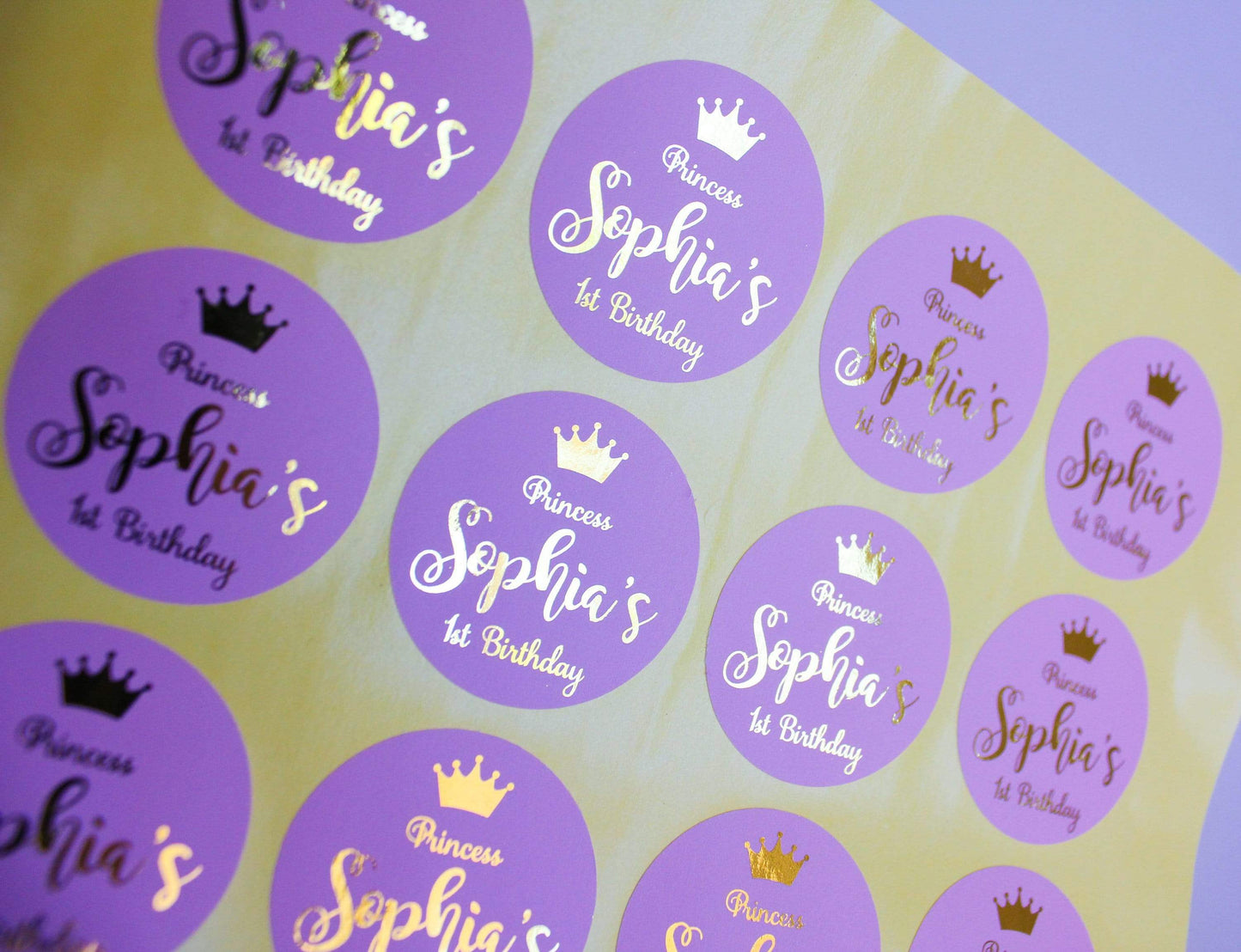 E&L Designs Pink Princess Personalised Foil Stickers