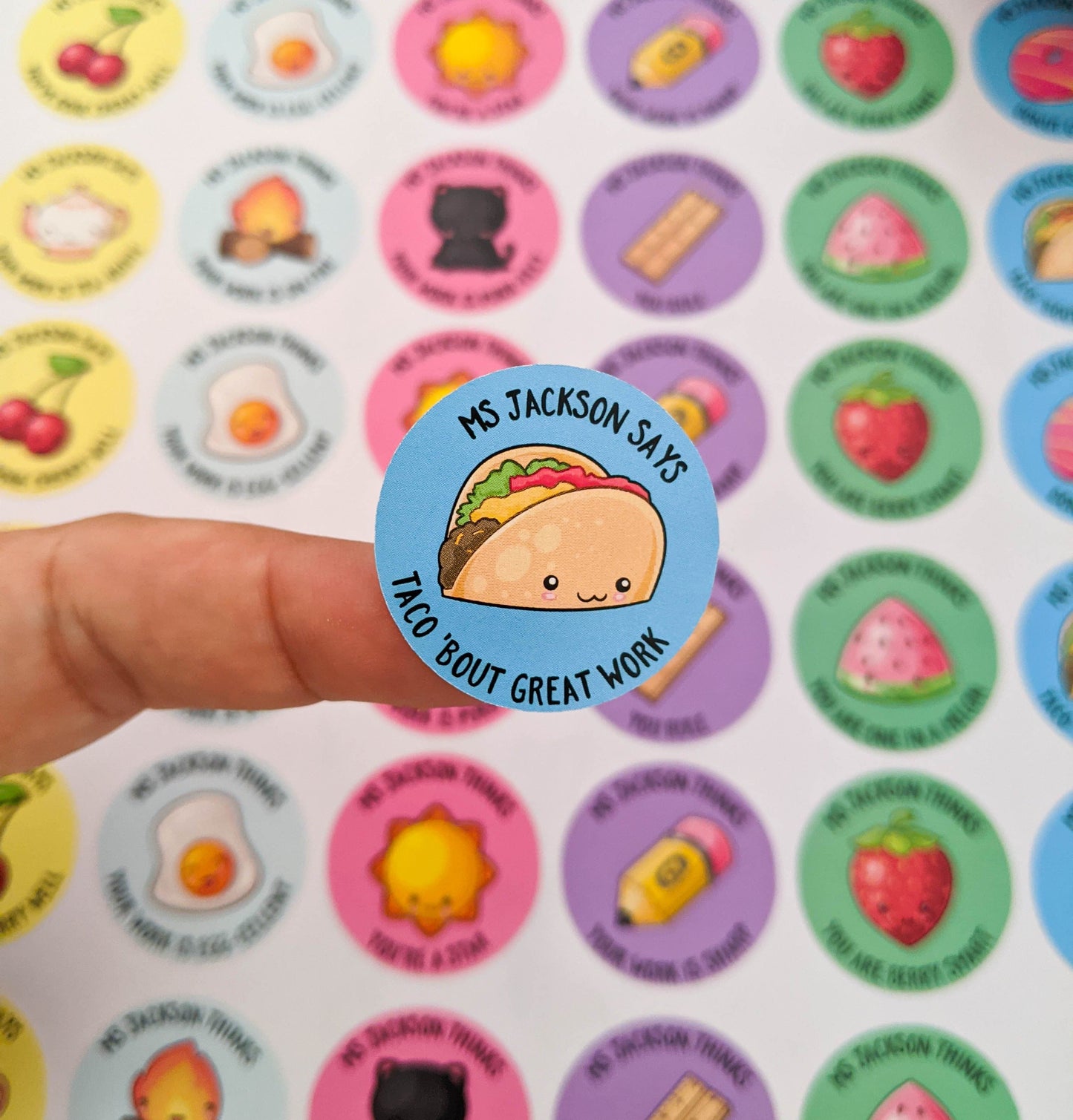 E&L Designs Pun Personalised Teacher Stickers - Set of 48 Stickers