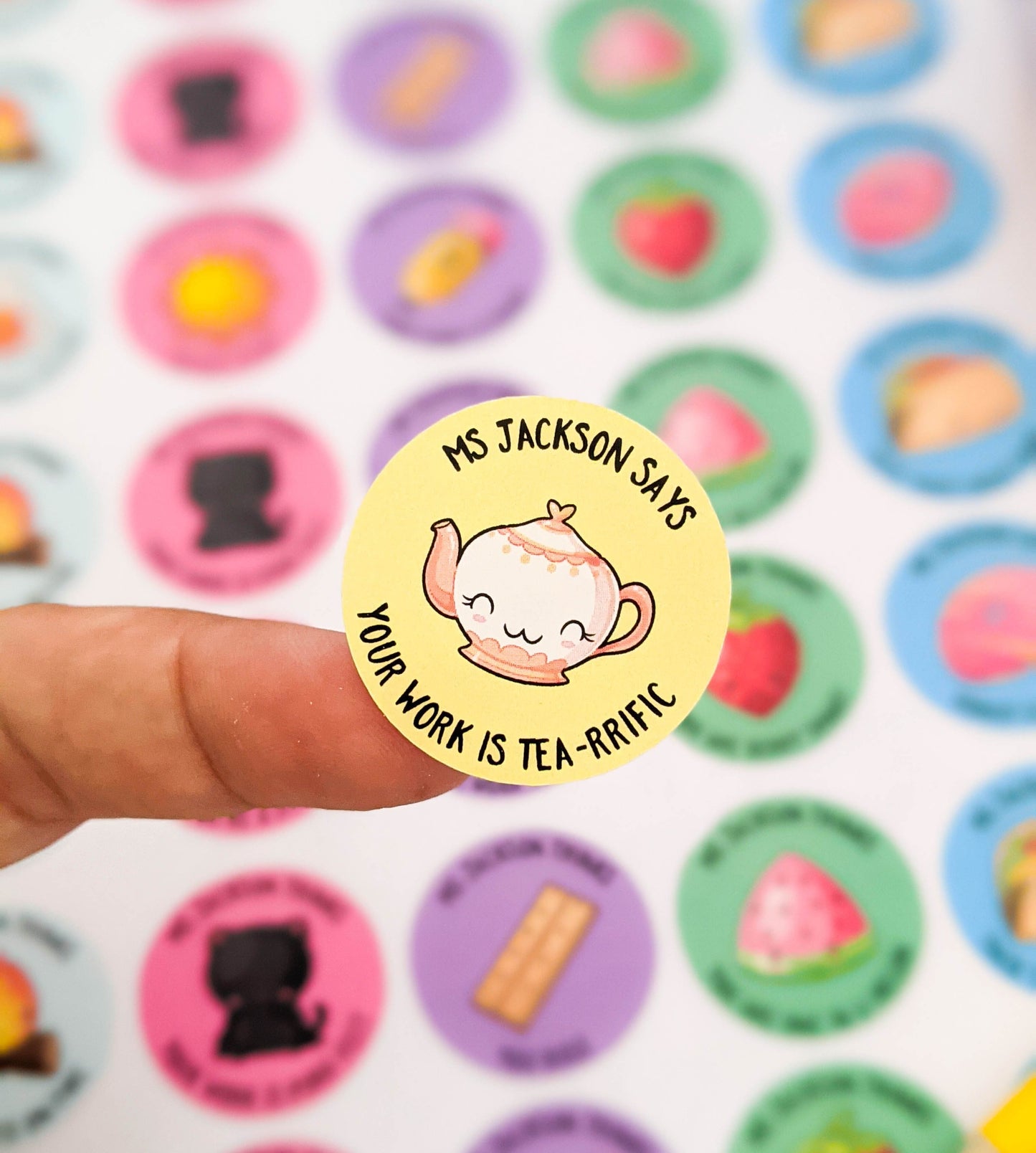 E&L Designs Pun Personalised Teacher Stickers - Set of 48 Stickers