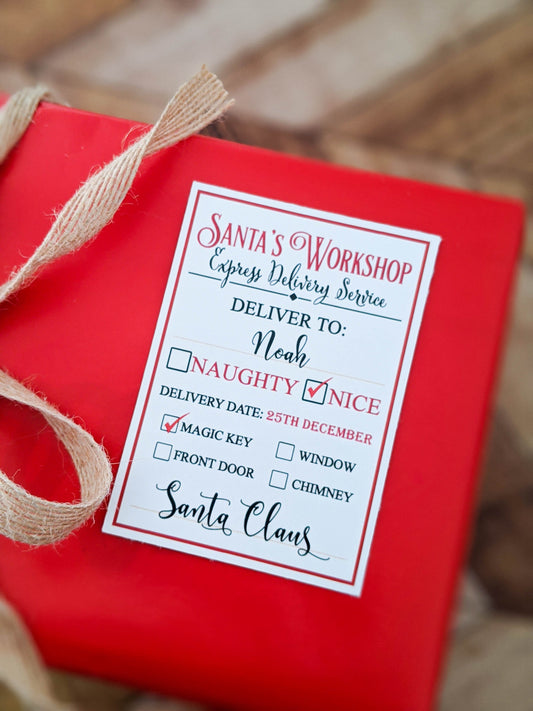 E&L Designs Santa Delivered Personalised Stickers x9