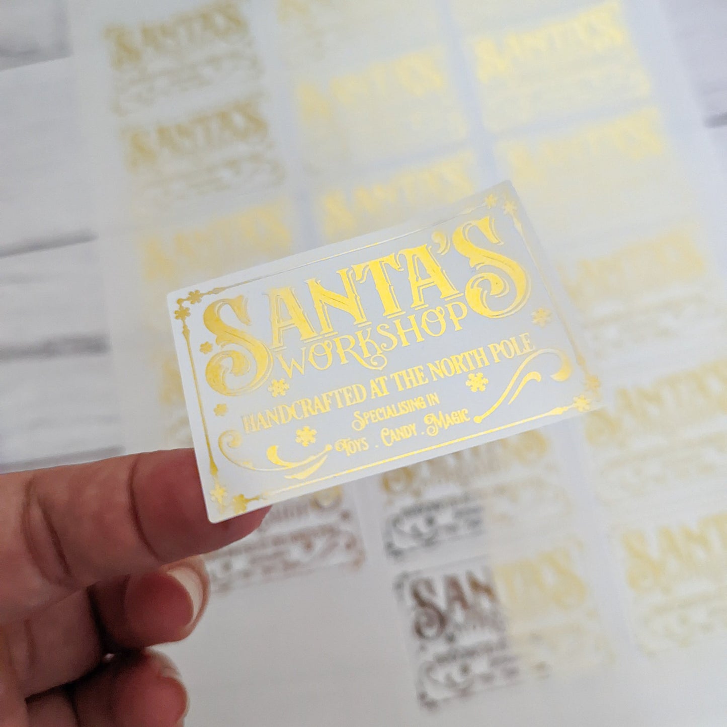 E&L Designs Santa's Workshop Foil Stickers, White