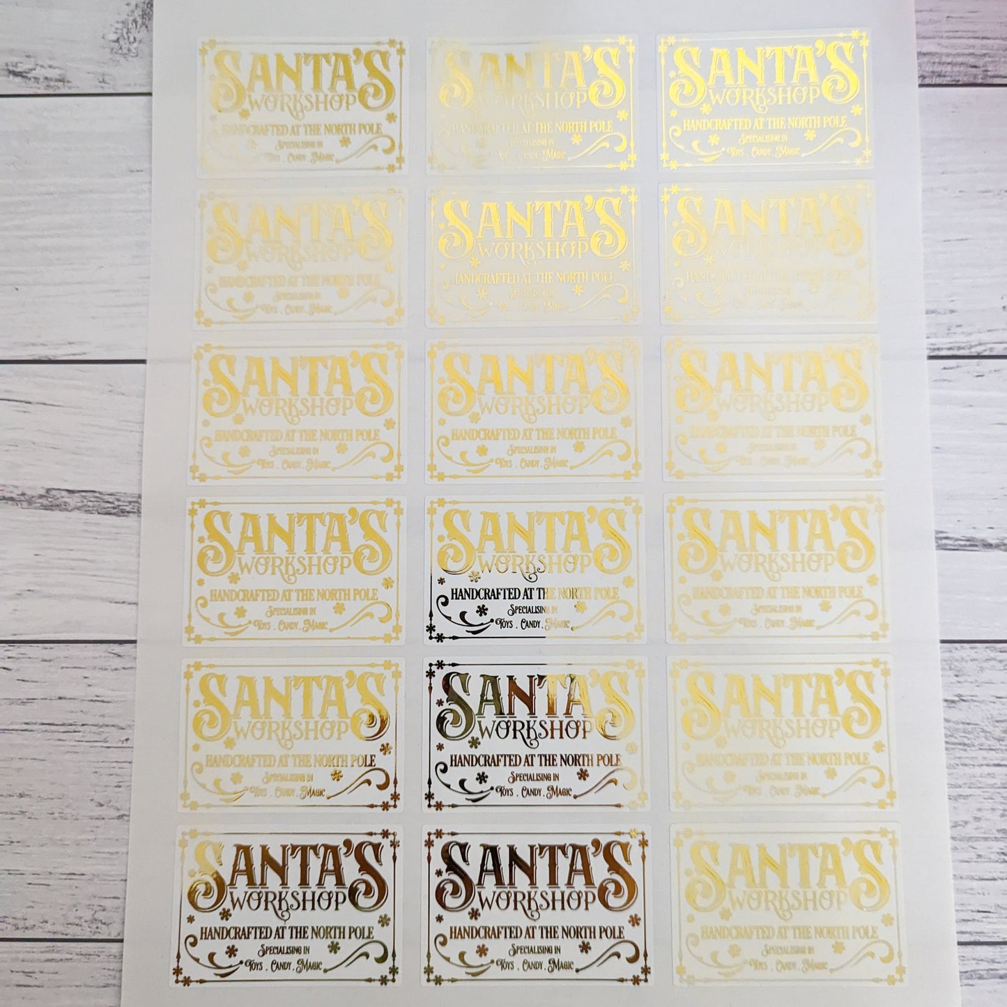 E&L Designs Santa's Workshop Foil Stickers, White