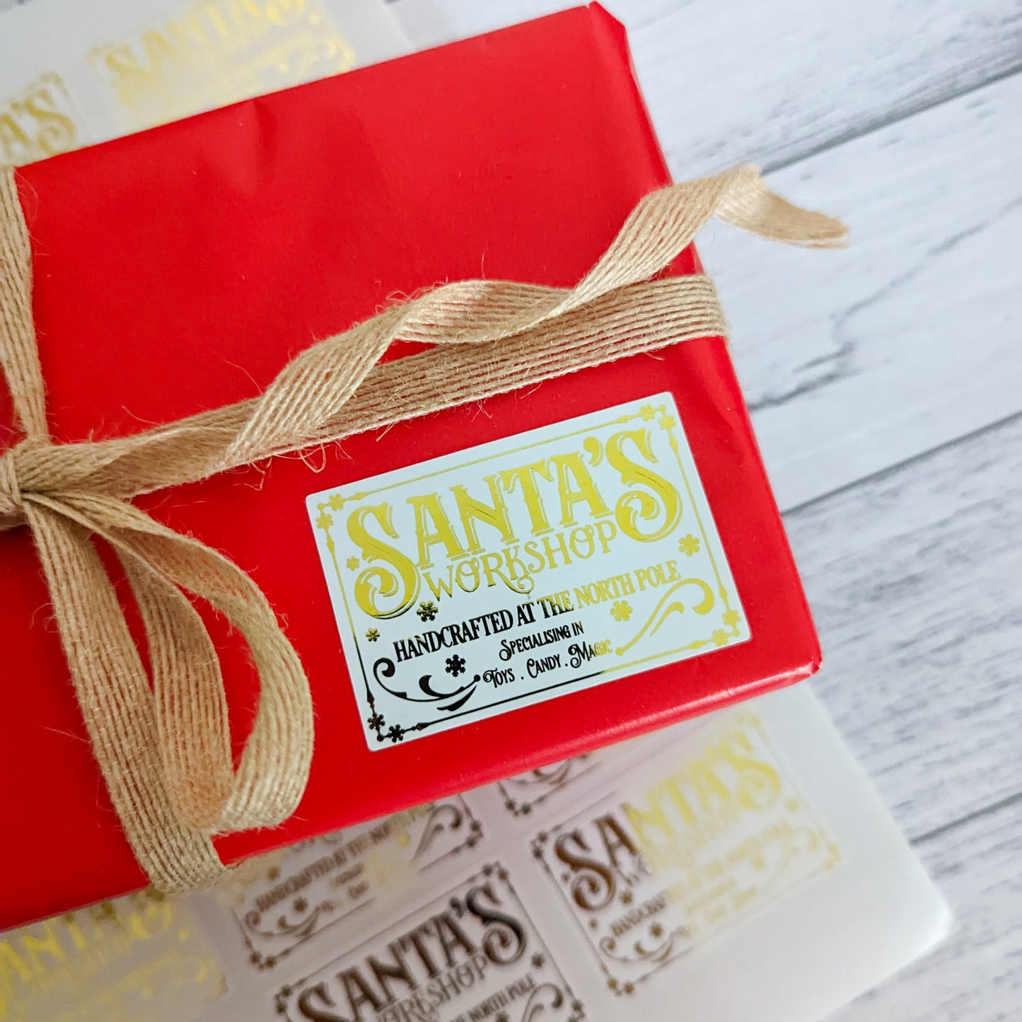 E&L Designs Santa's Workshop Foil Stickers, White