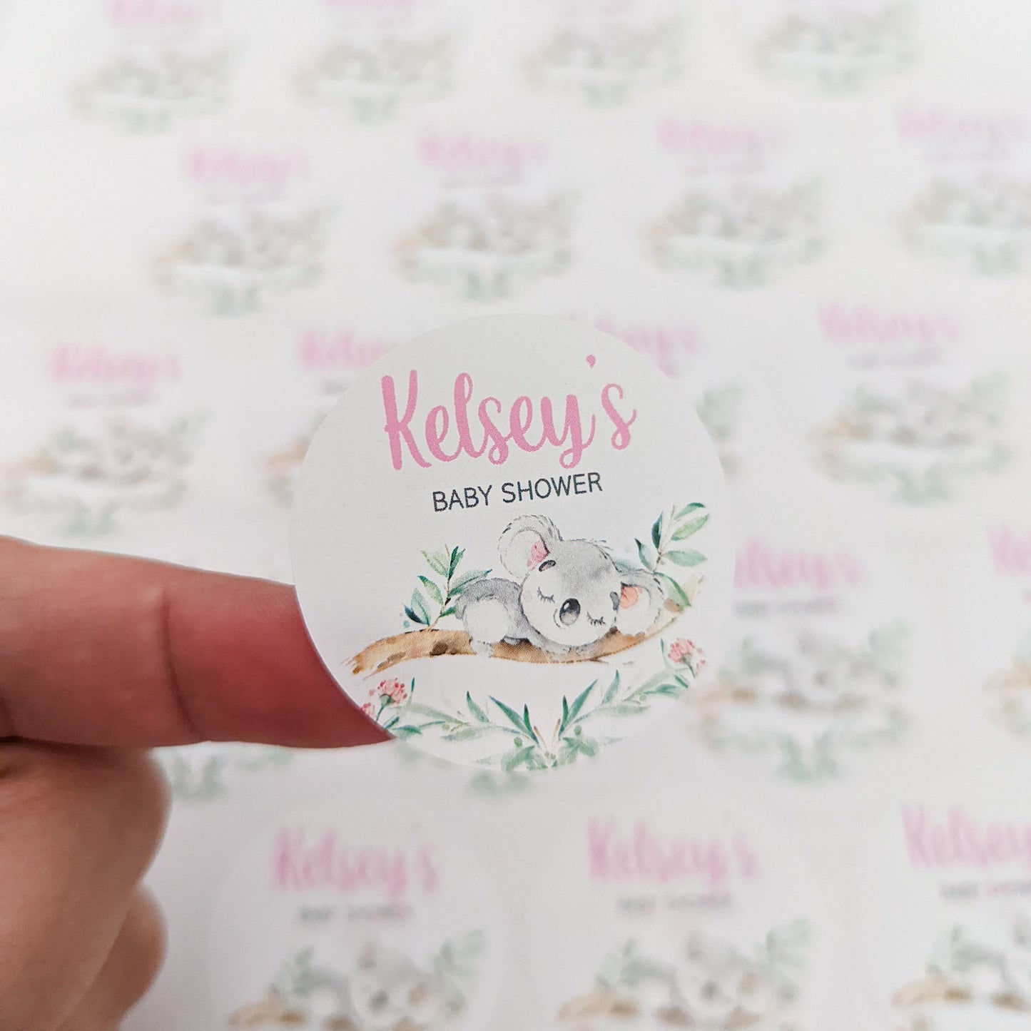 E&L Designs Sleepy Koala Baby Shower Stickers