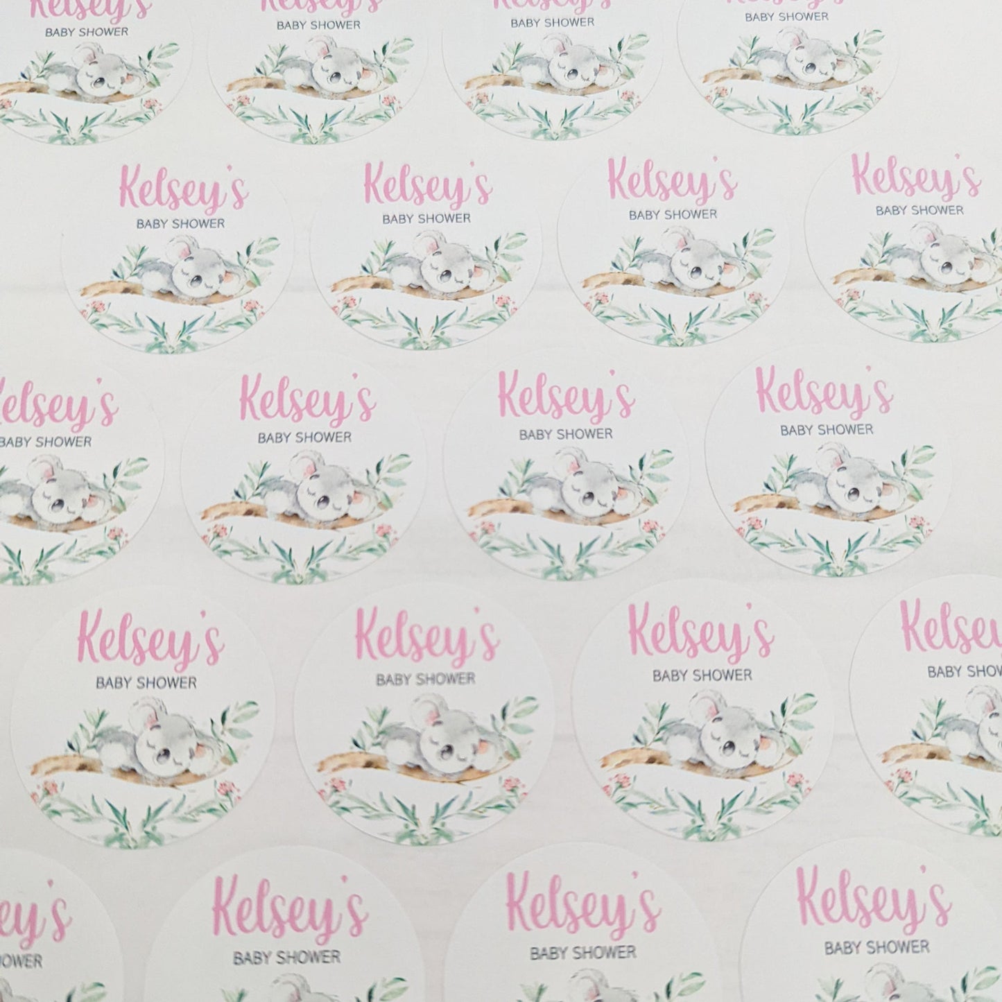 E&L Designs Sleepy Koala Baby Shower Stickers