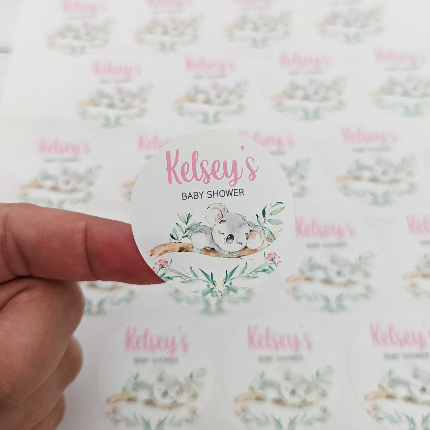 E&L Designs Sleepy Koala Baby Shower Stickers