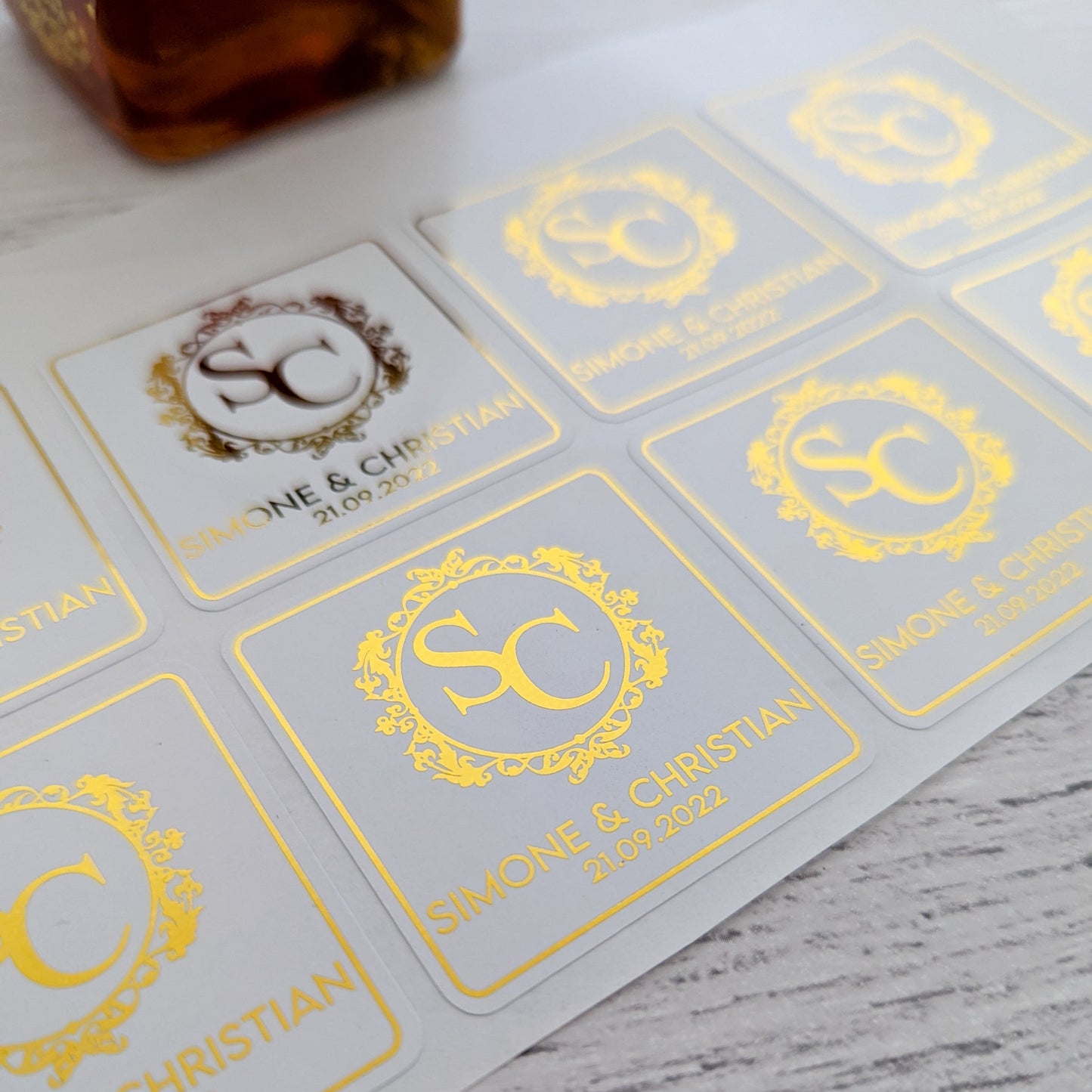 E&L Designs Square Monogram Wedding Stickers
