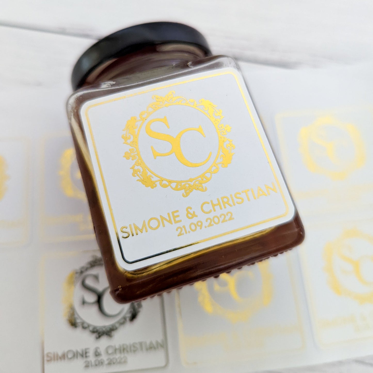 E&L Designs Square Monogram Wedding Stickers