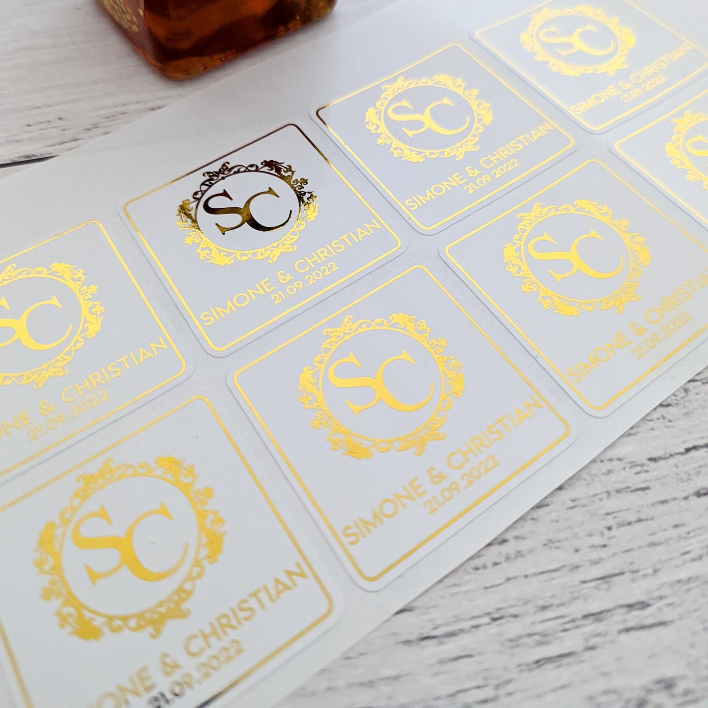 E&L Designs Square Monogram Wedding Stickers