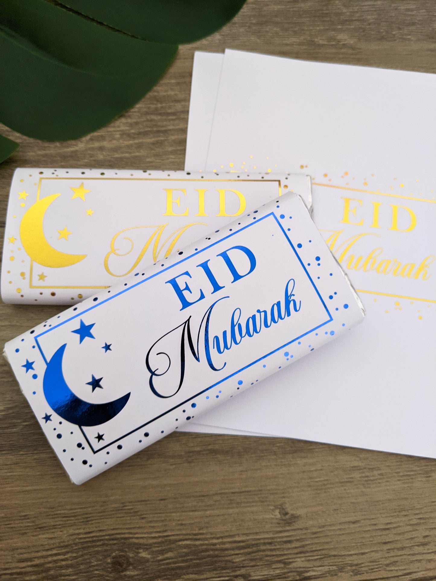 E&L Designs Stars and Moon Foil Eid Chocolate Wrappers, Set of 10