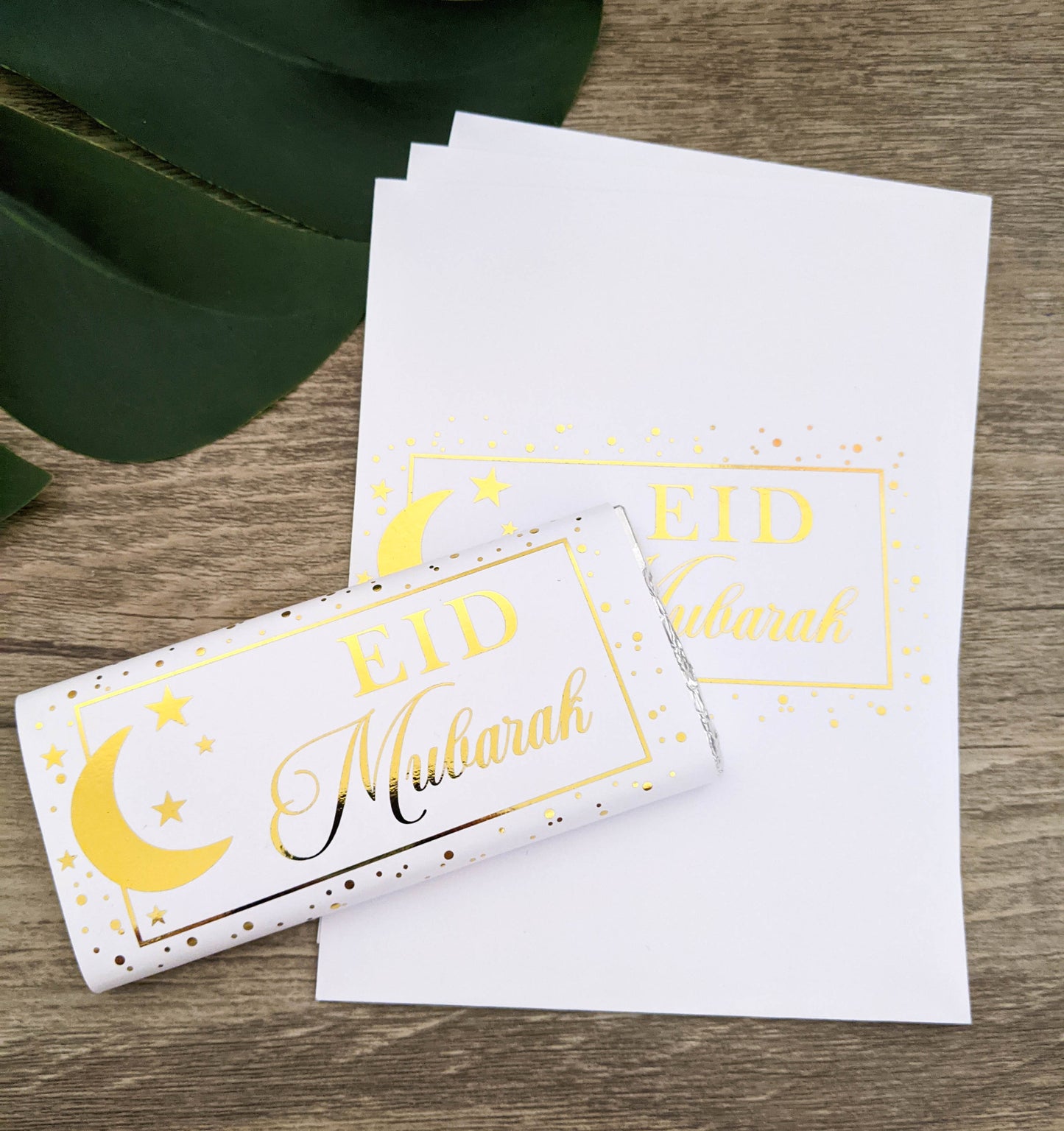 E&L Designs Stars and Moon Foil Eid Chocolate Wrappers, Set of 10