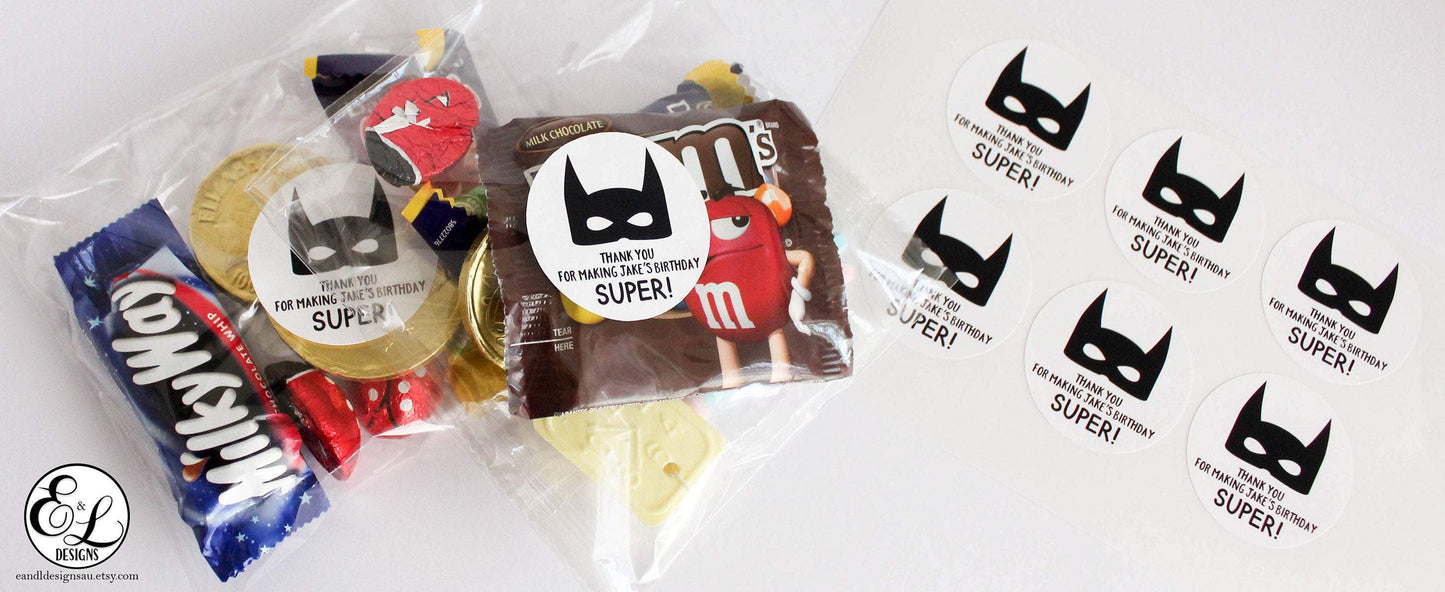 E&L Designs Superhero Party Stickers - Superhero Theme