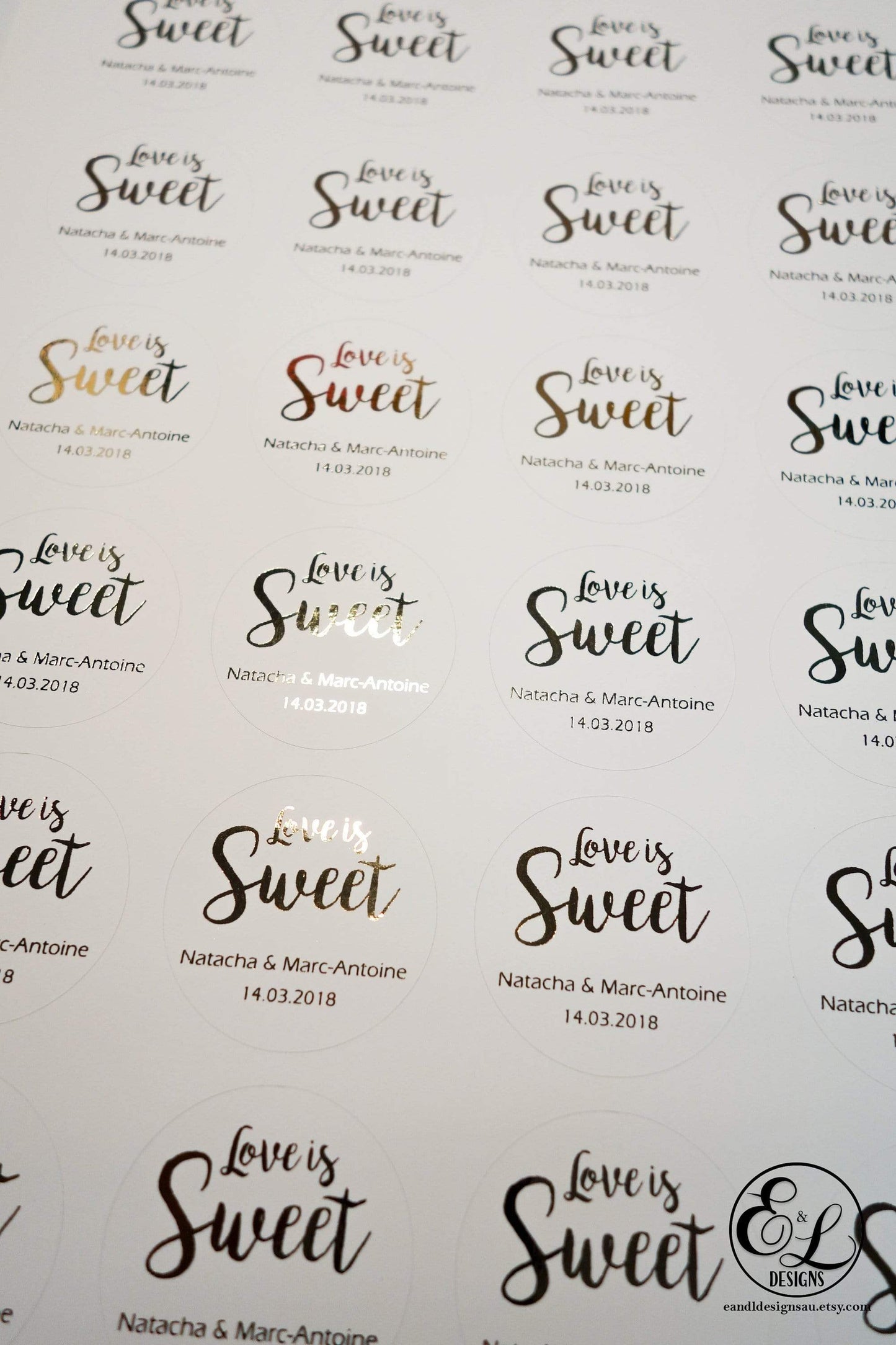 E&L Designs Thank You Wedding Foiled Stickers
