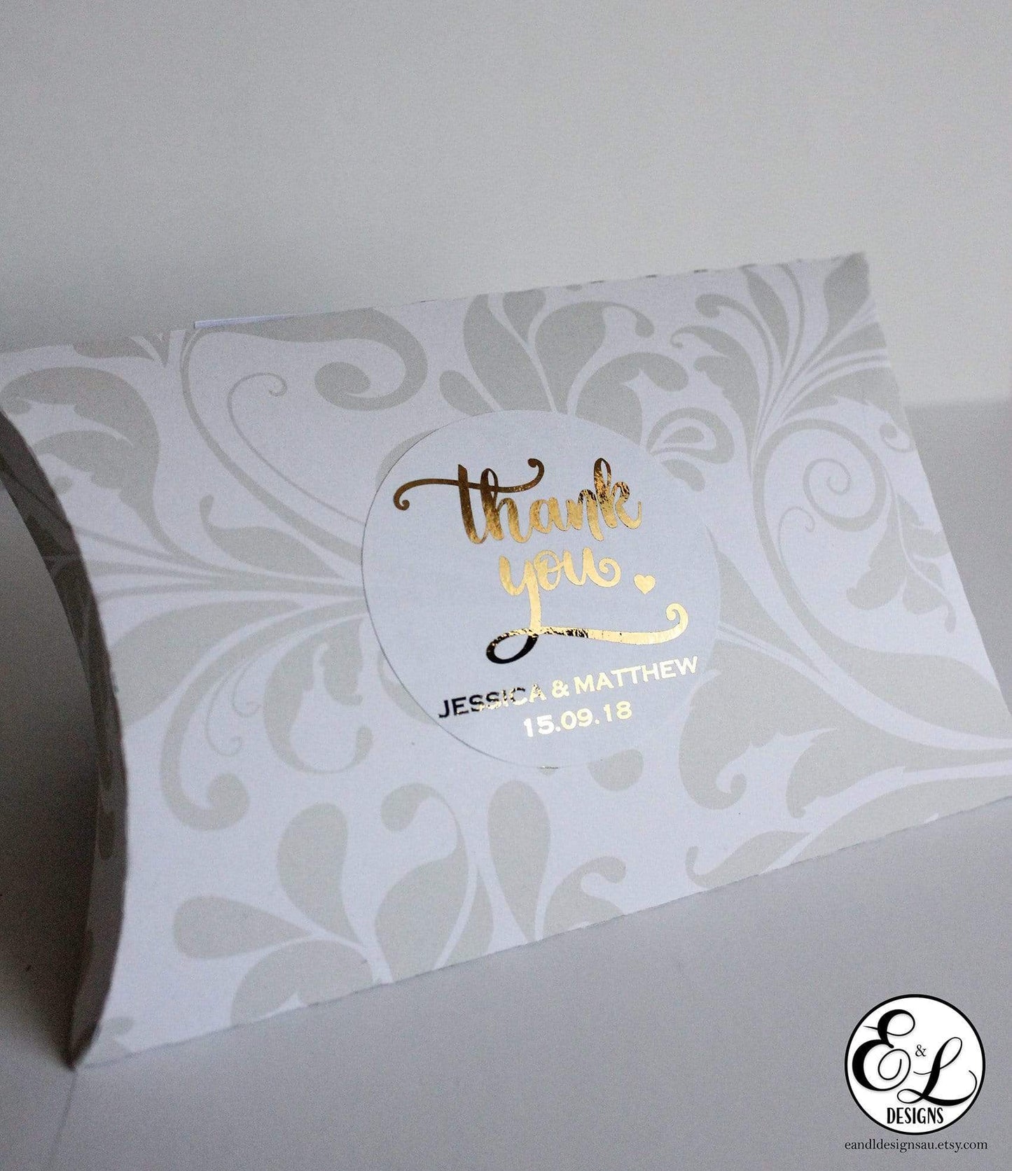 E&L Designs Thank You Wedding Foiled Stickers