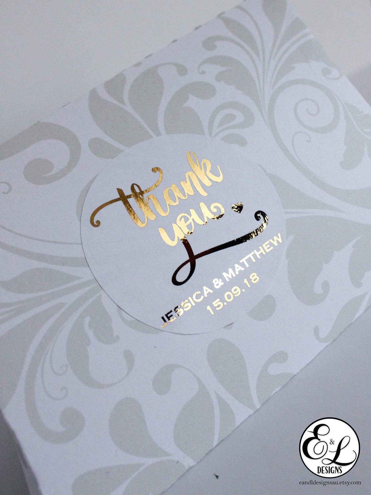 E&L Designs Thank You Wedding Foiled Stickers