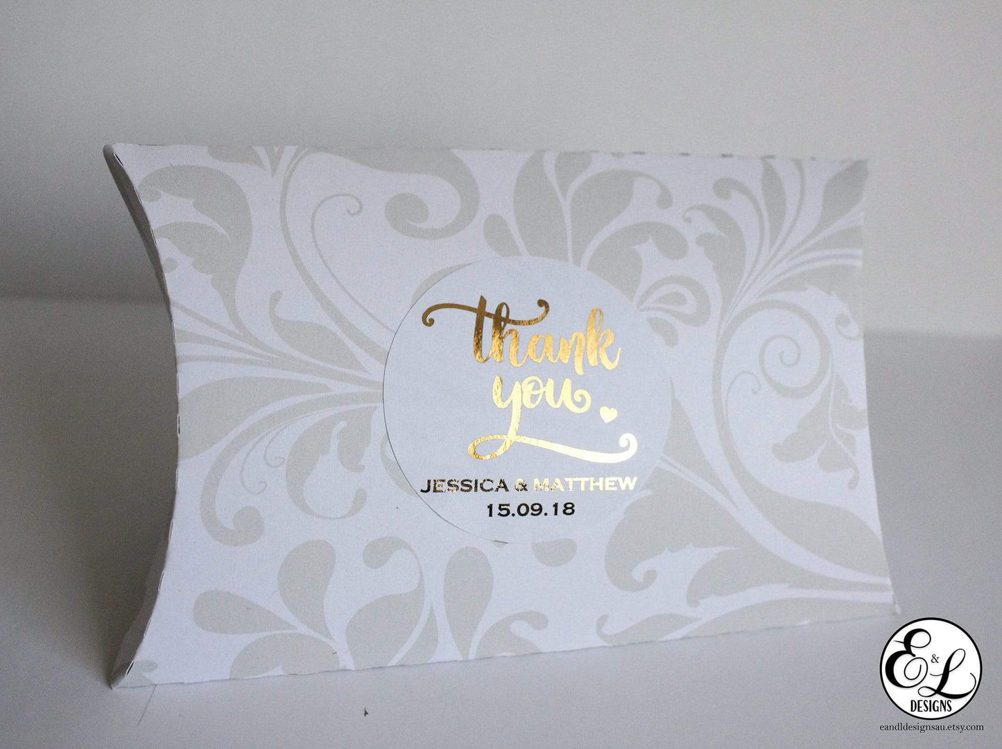 E&L Designs Thank You Wedding Foiled Stickers