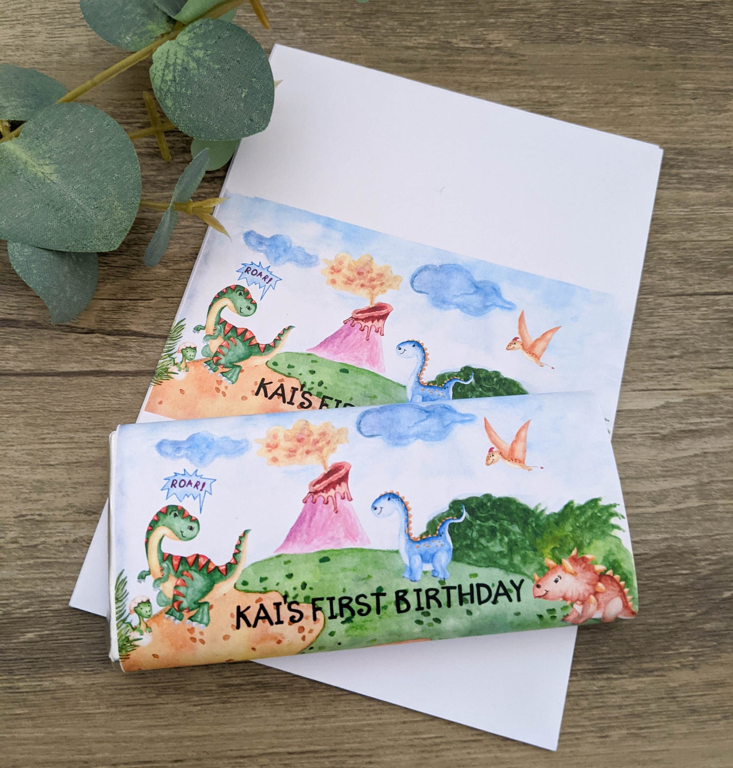E&L Designs Watercolour Dinosaur Chocolate Wrappers, Set of 10