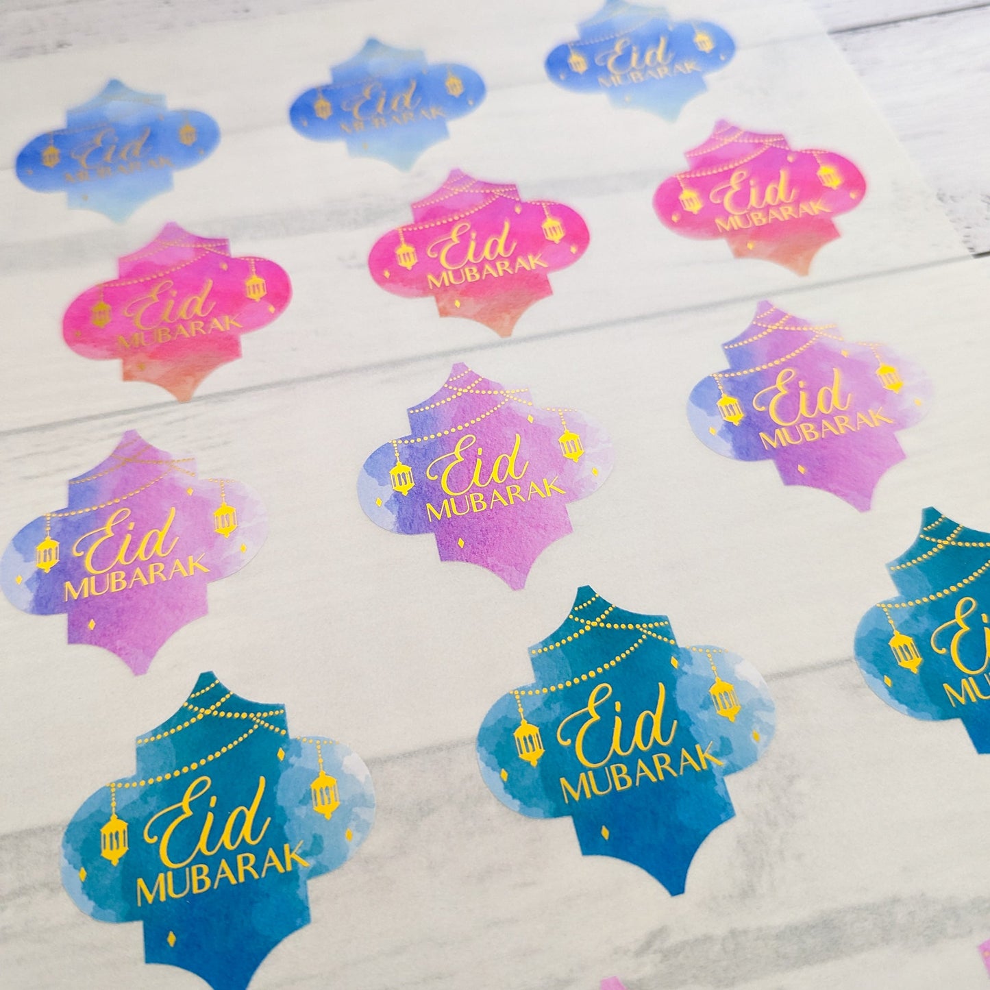 E&L Designs Watercolour Eid Mubarak Stickers, Arabesque