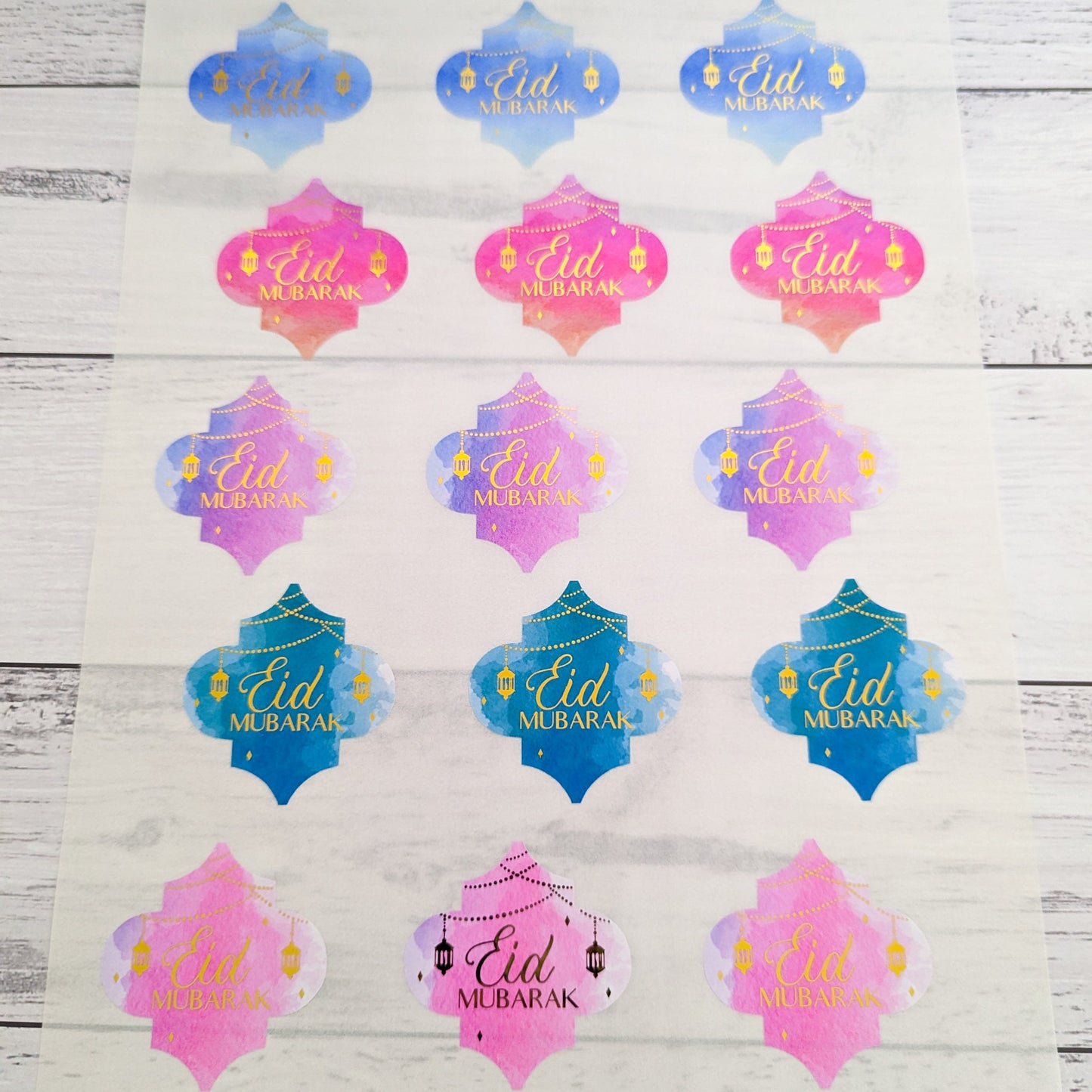 E&L Designs Watercolour Eid Mubarak Stickers, Arabesque