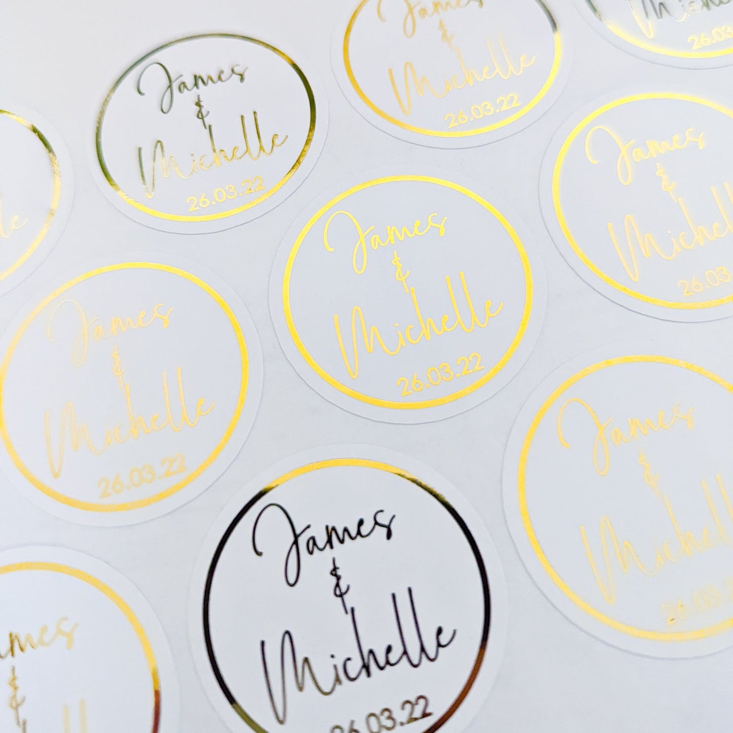 E&L Designs Wedding Invitation Envelope Seals - White with Foil