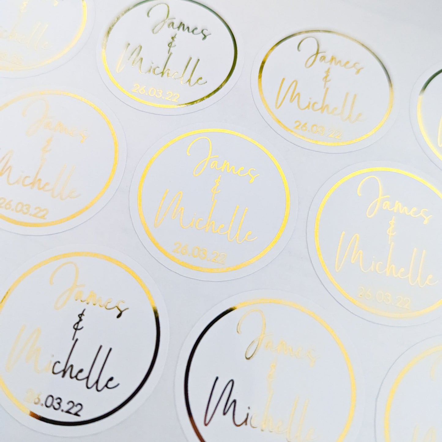E&L Designs Wedding Invitation Envelope Seals - White with Foil