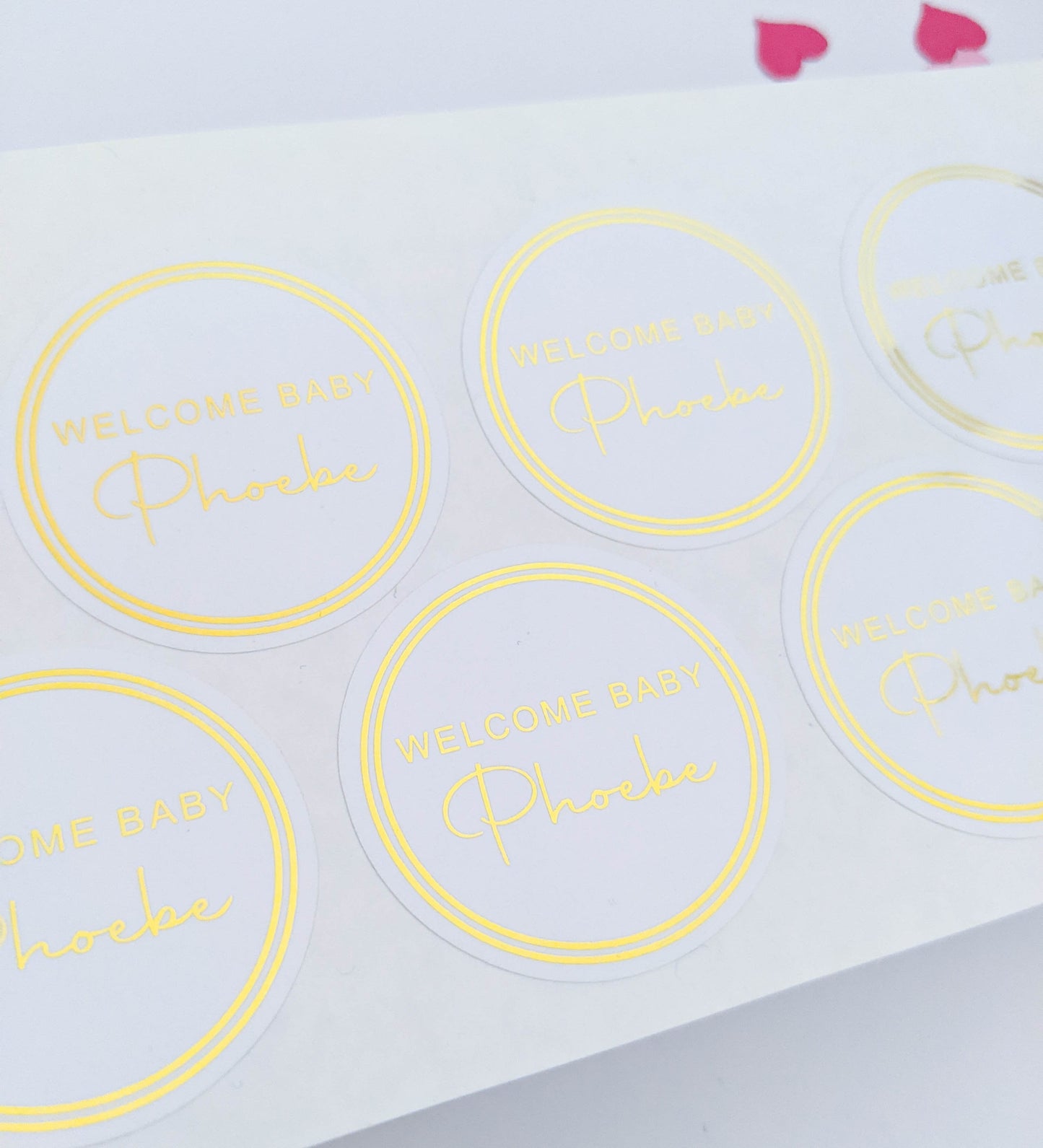 E&L Designs Welcome Baby White Foil Stickers