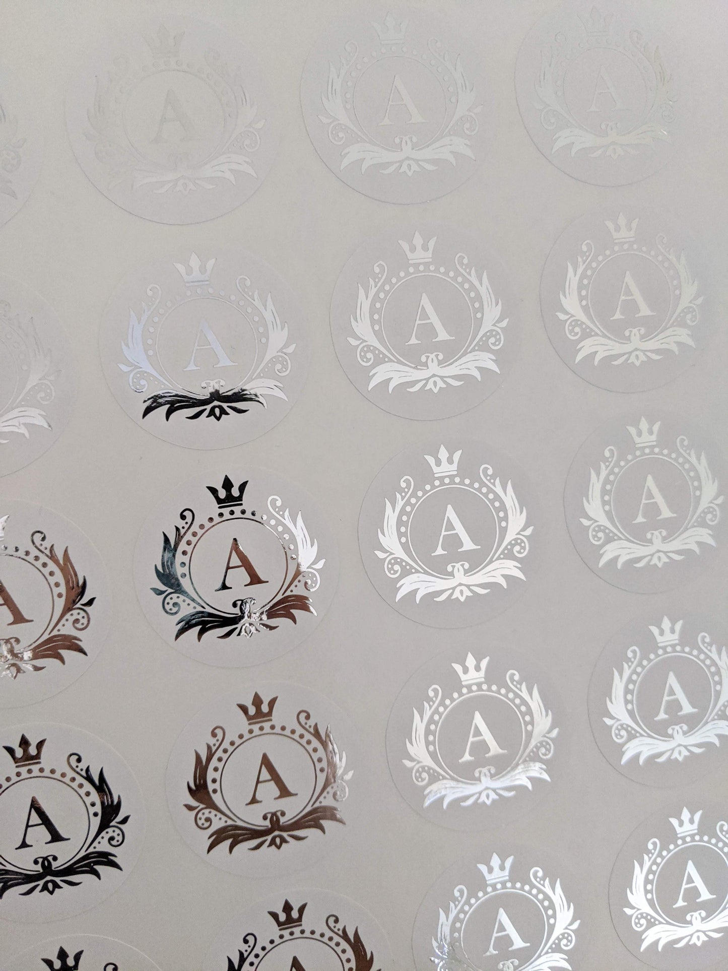 E&L Designs White Foil Monogram Flourish Stickers